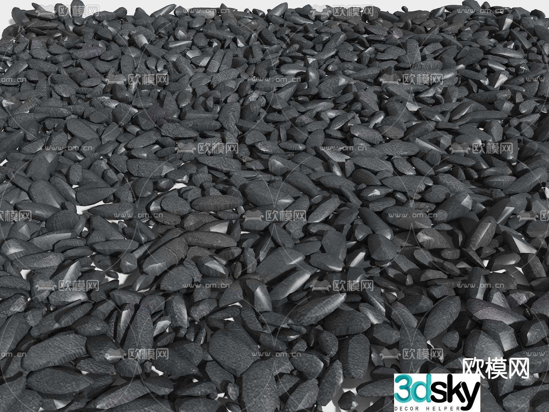 Gravel Landscape Gravel Black Soft Stone Pebbles 3d model