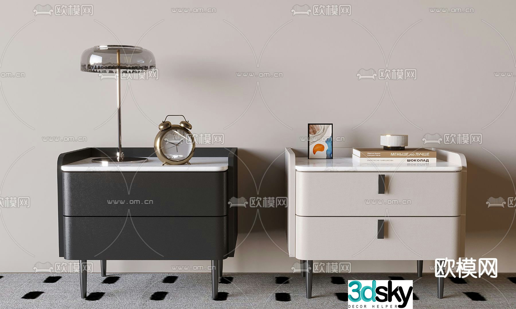 Light luxury bedside table drawer bedside table 3d model
