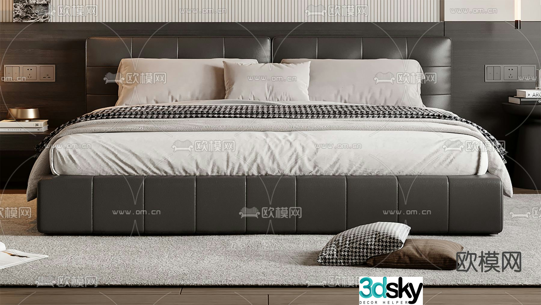Italian double bed 3d model