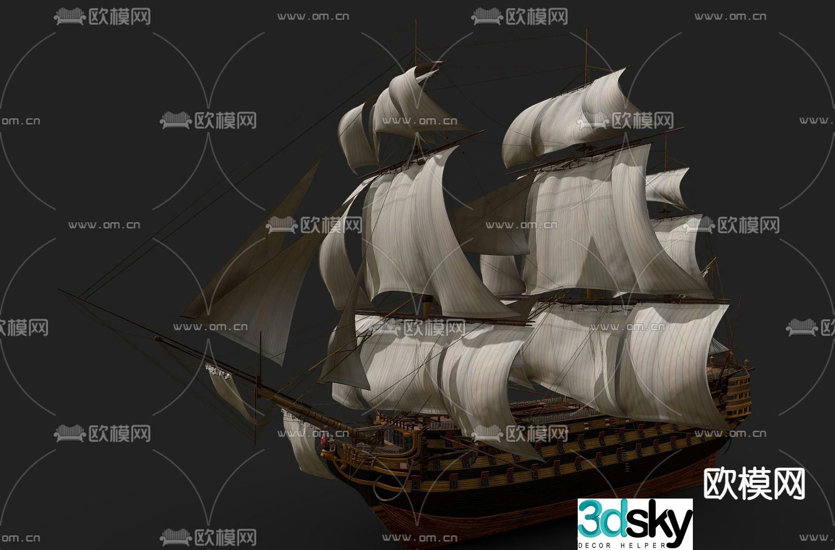 Medieval sailing ship 3d model