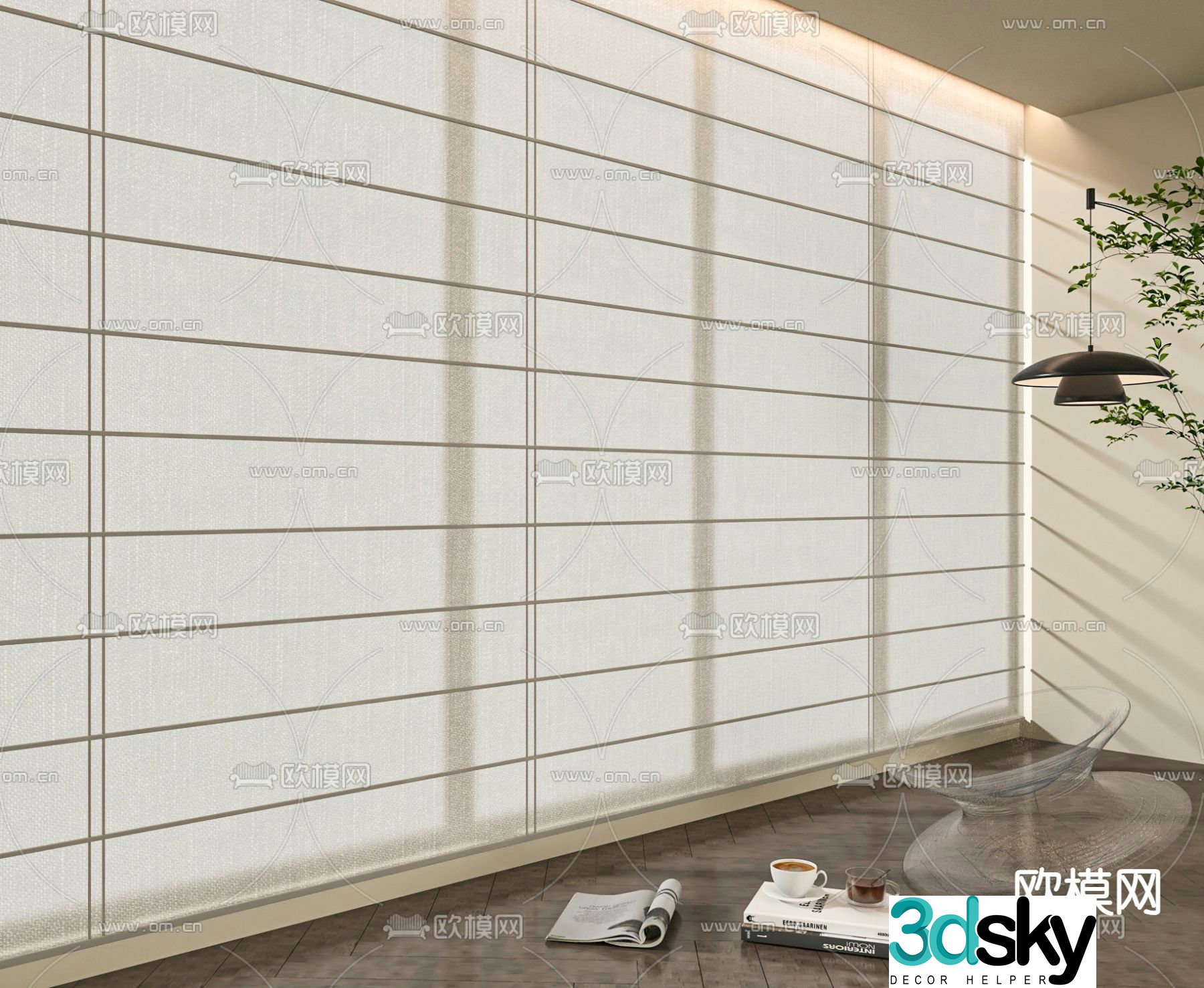 Shangri-La curtain gauze curtain roller blind dream curtain curtain 3d model