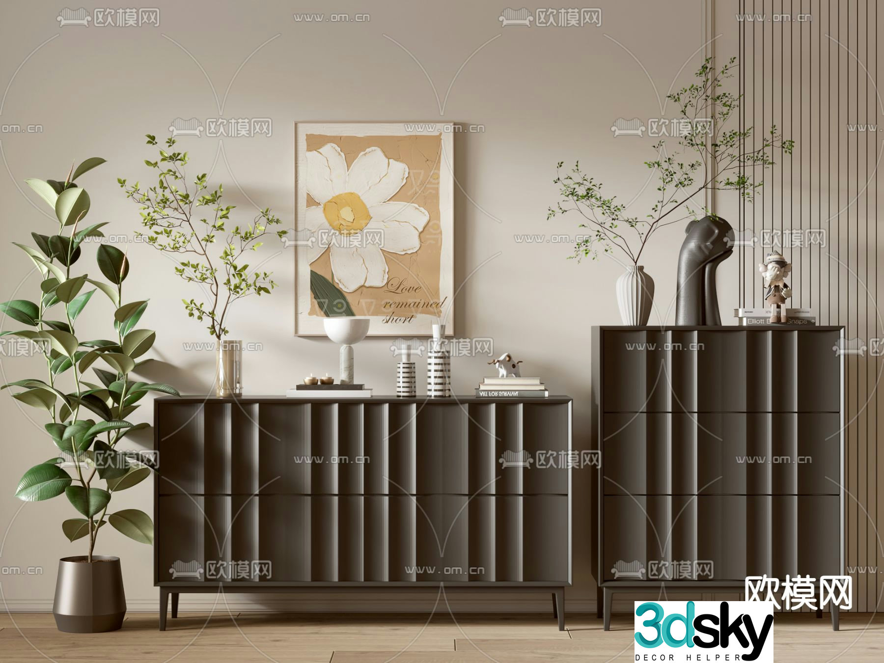 Modern entryway cabinet side cabinet 3d model