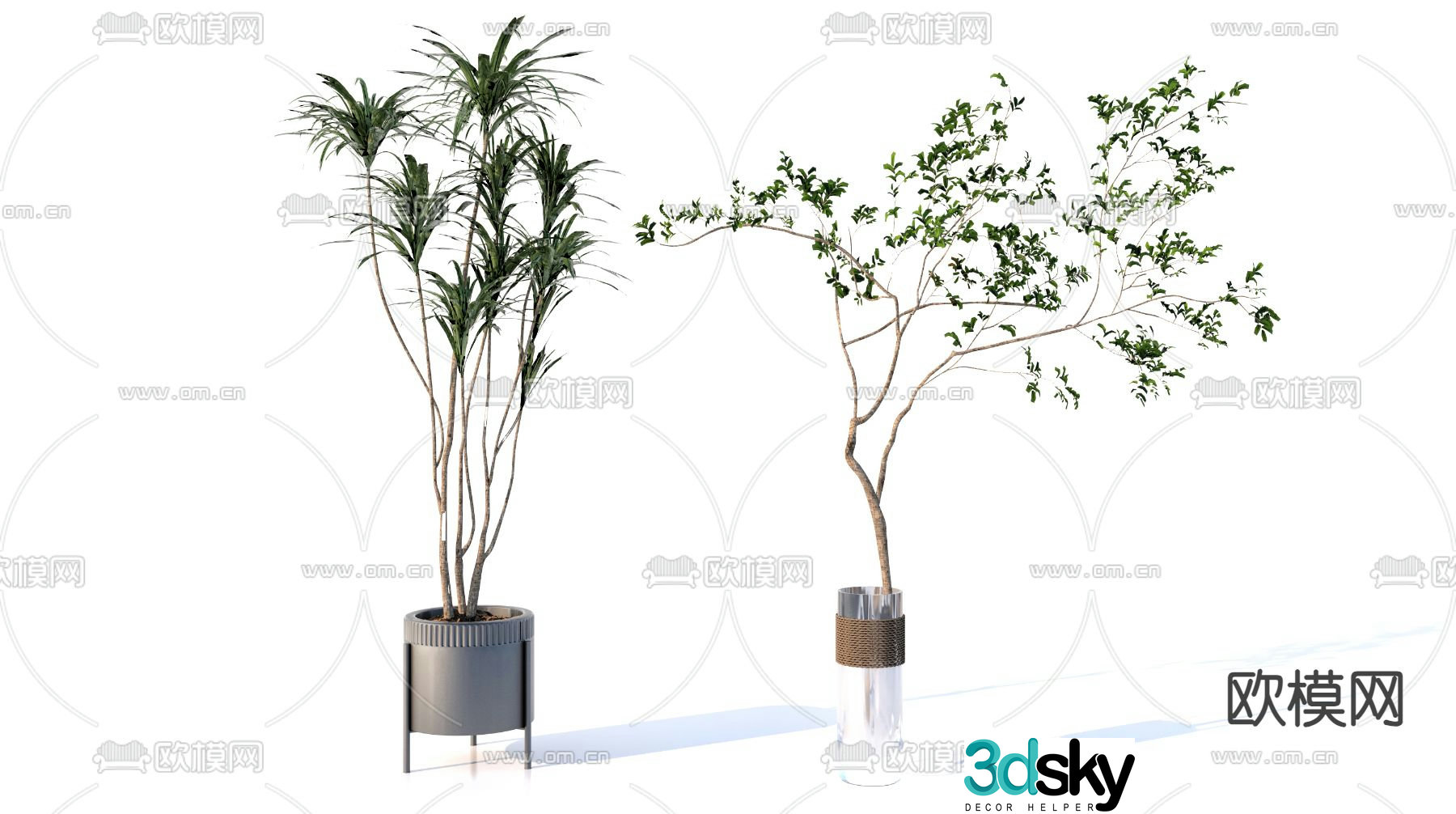 Landscape tree branches potted 3d model