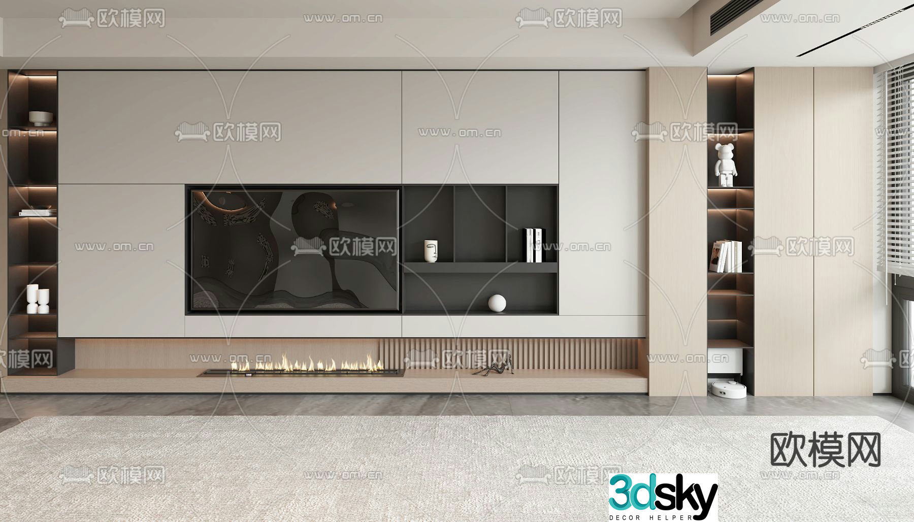 Modern TV background wall TV background board 3d model