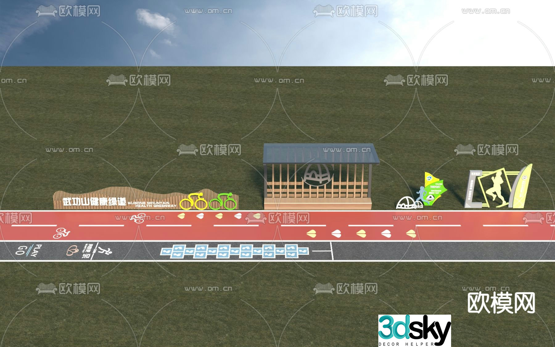 Modern road landscape sports sketch 3d model