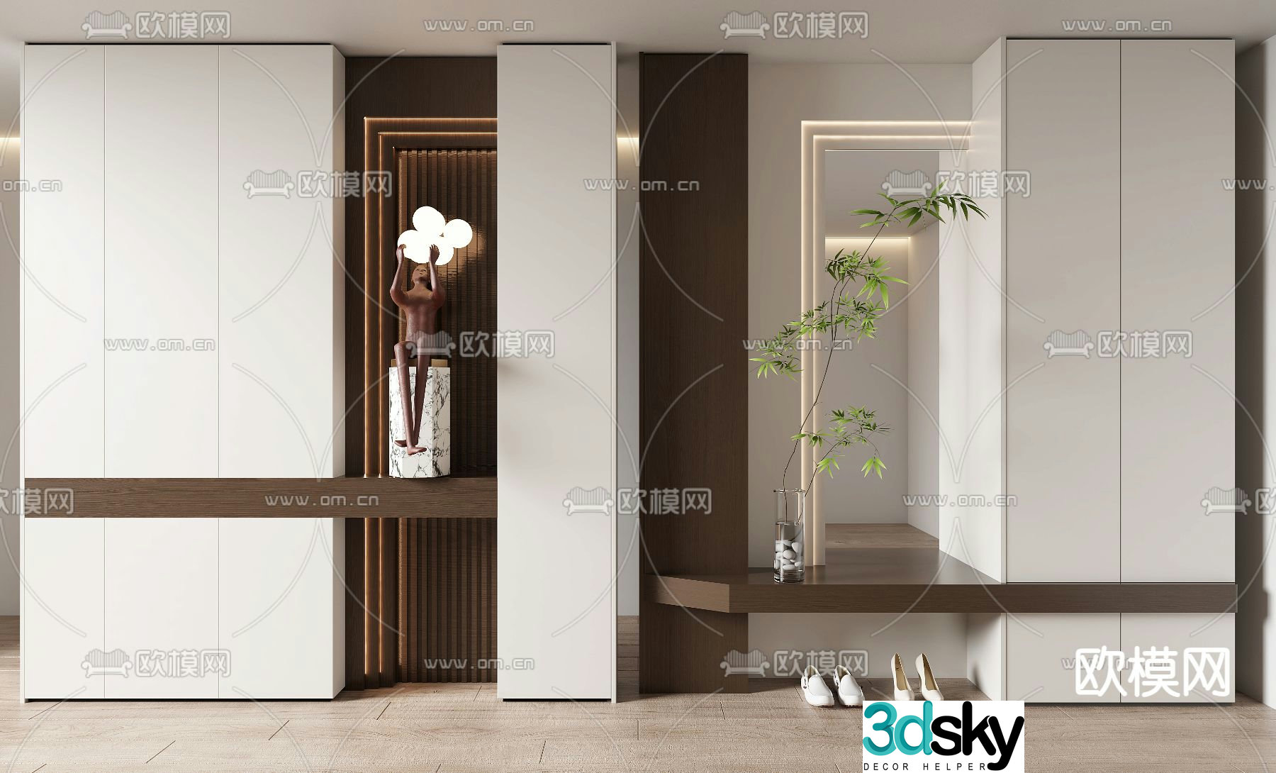 Modern porch shoe cabinet 3d model