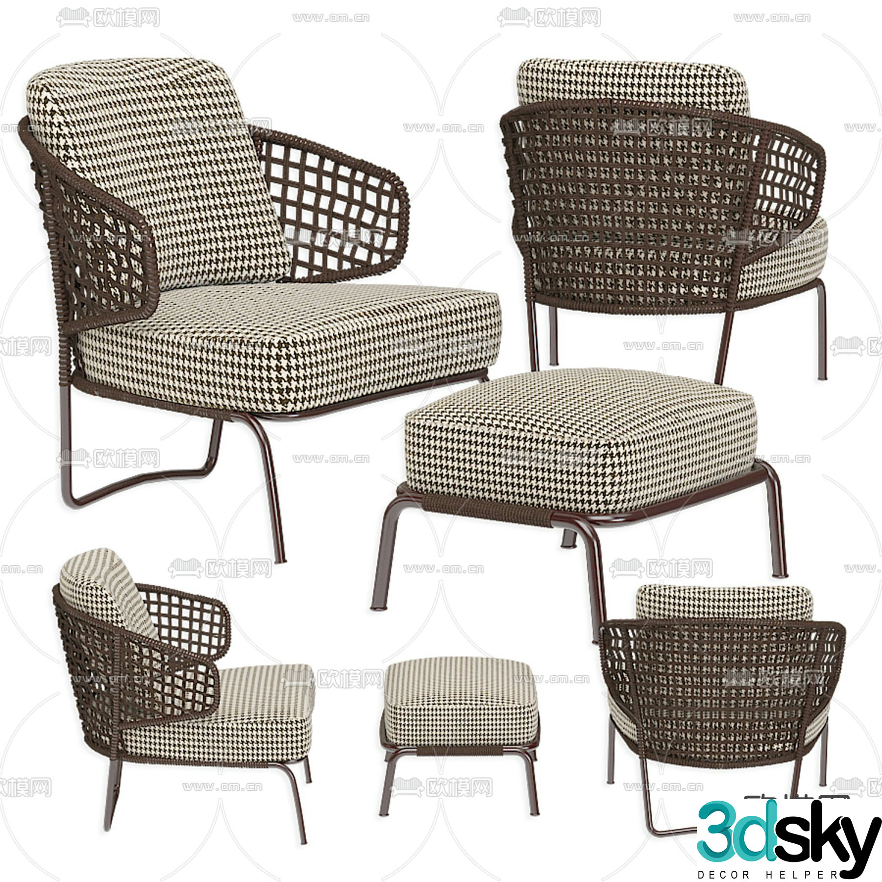 Aston Cor outdoor chair rattan chair 3d model