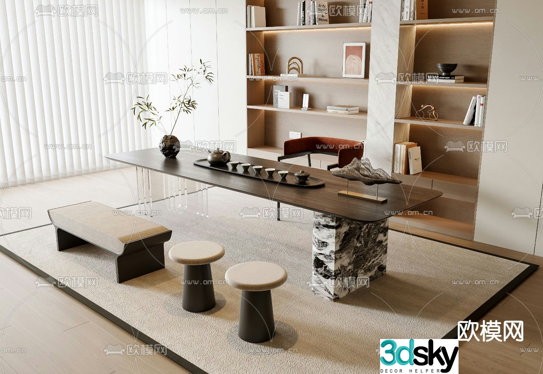 Modern tea table tea table 3d model