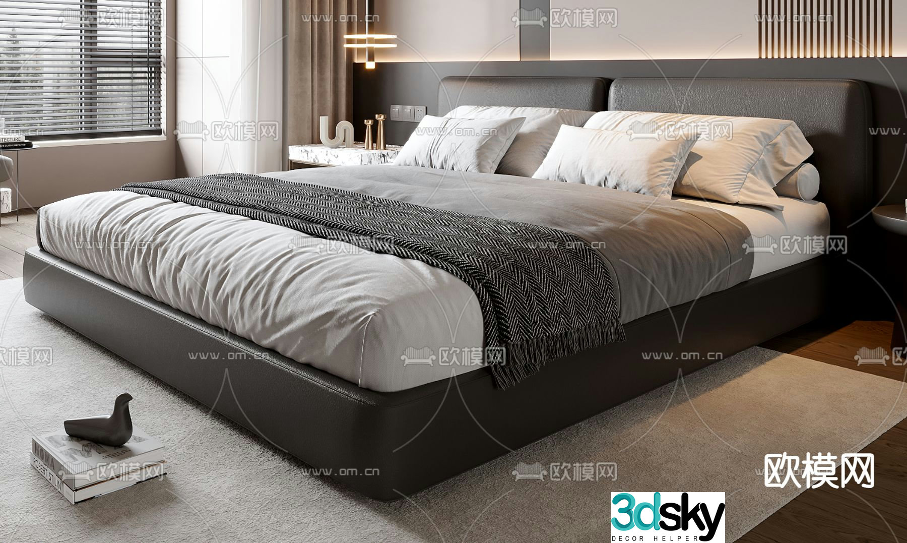 Italian double bed 3d model