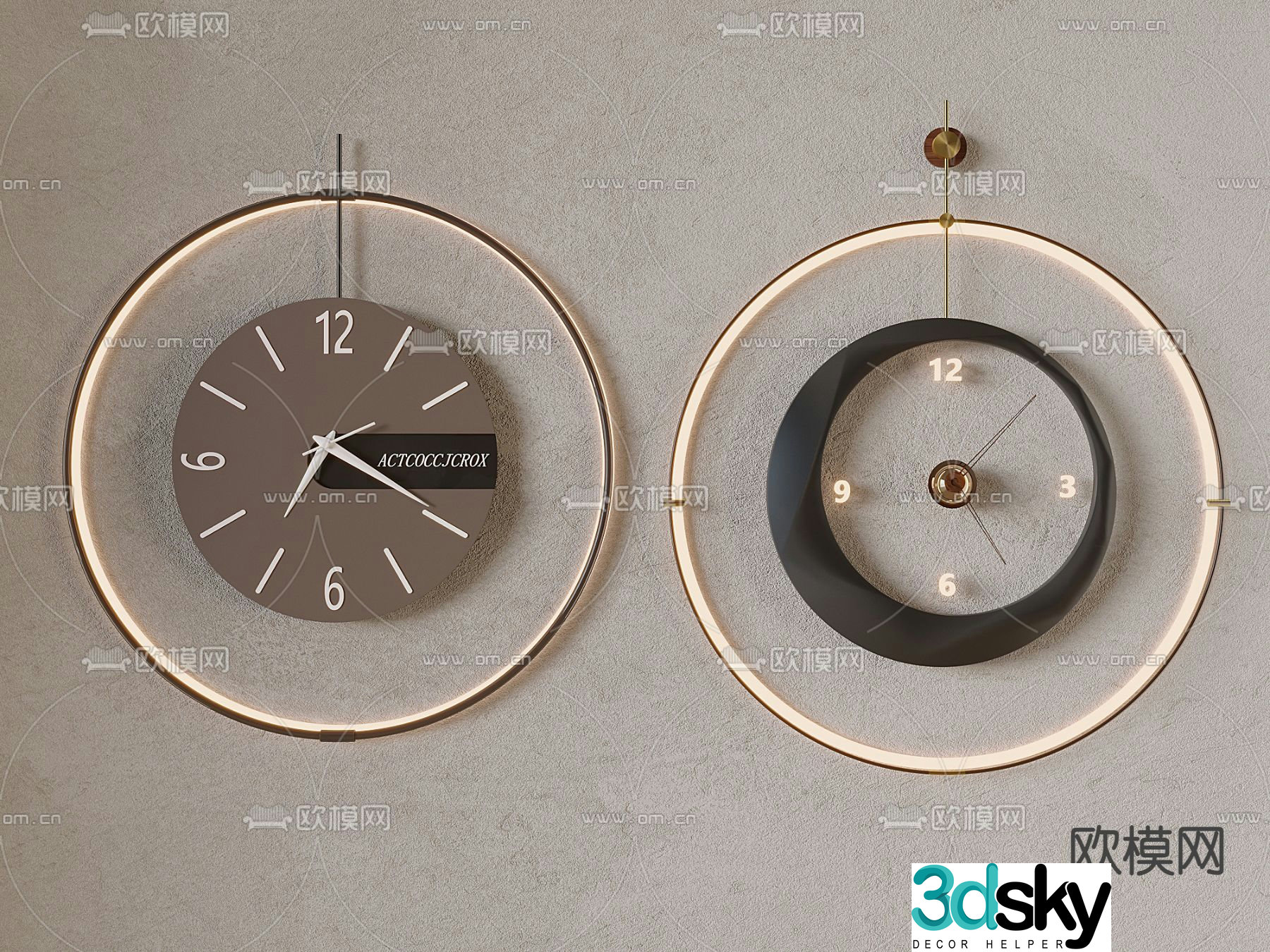 Circular clock Wall clock Watch 3D model