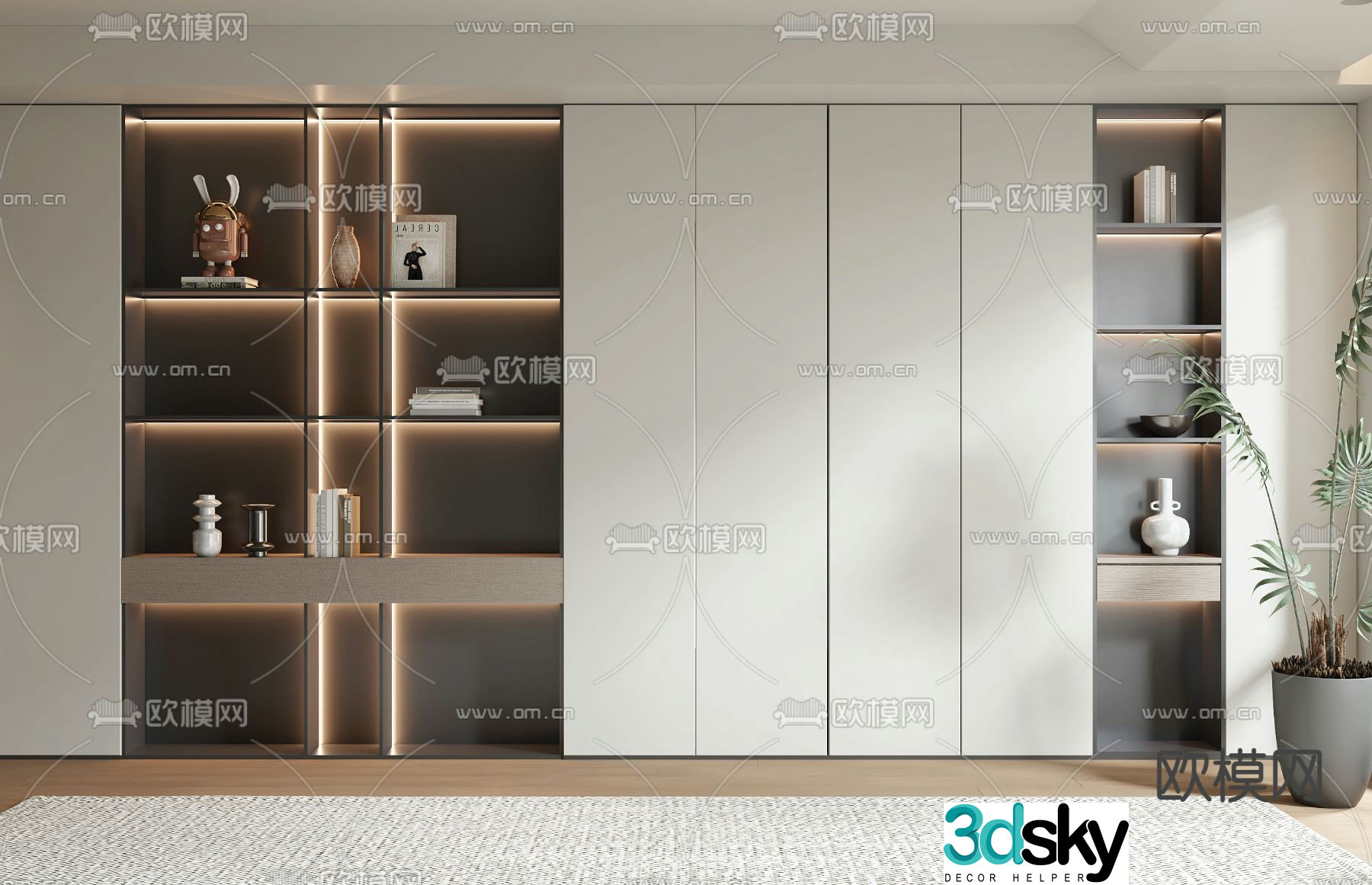 Modern bookcase decorative cabinet 3d model