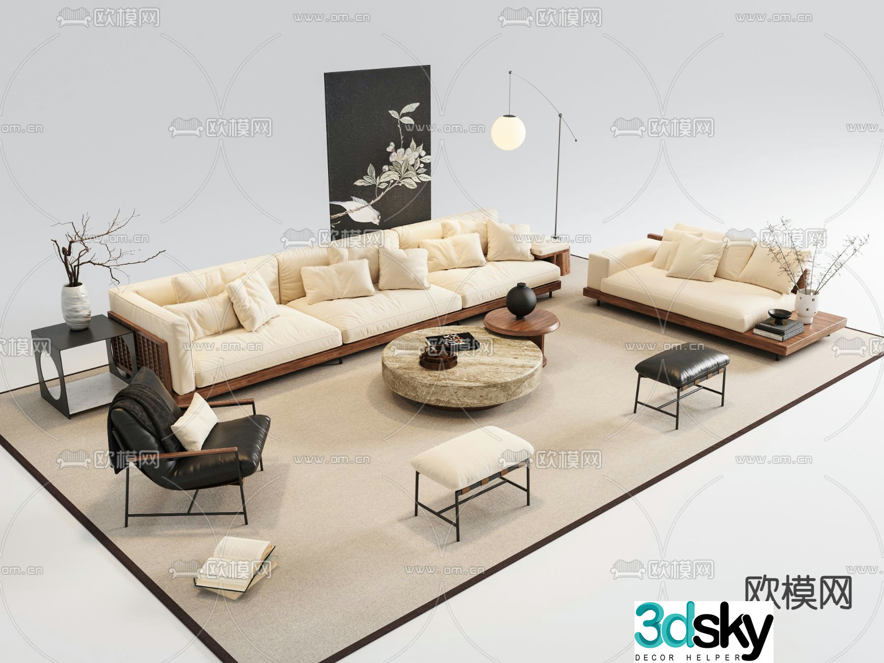 Medieval style modular sofa 3D model
