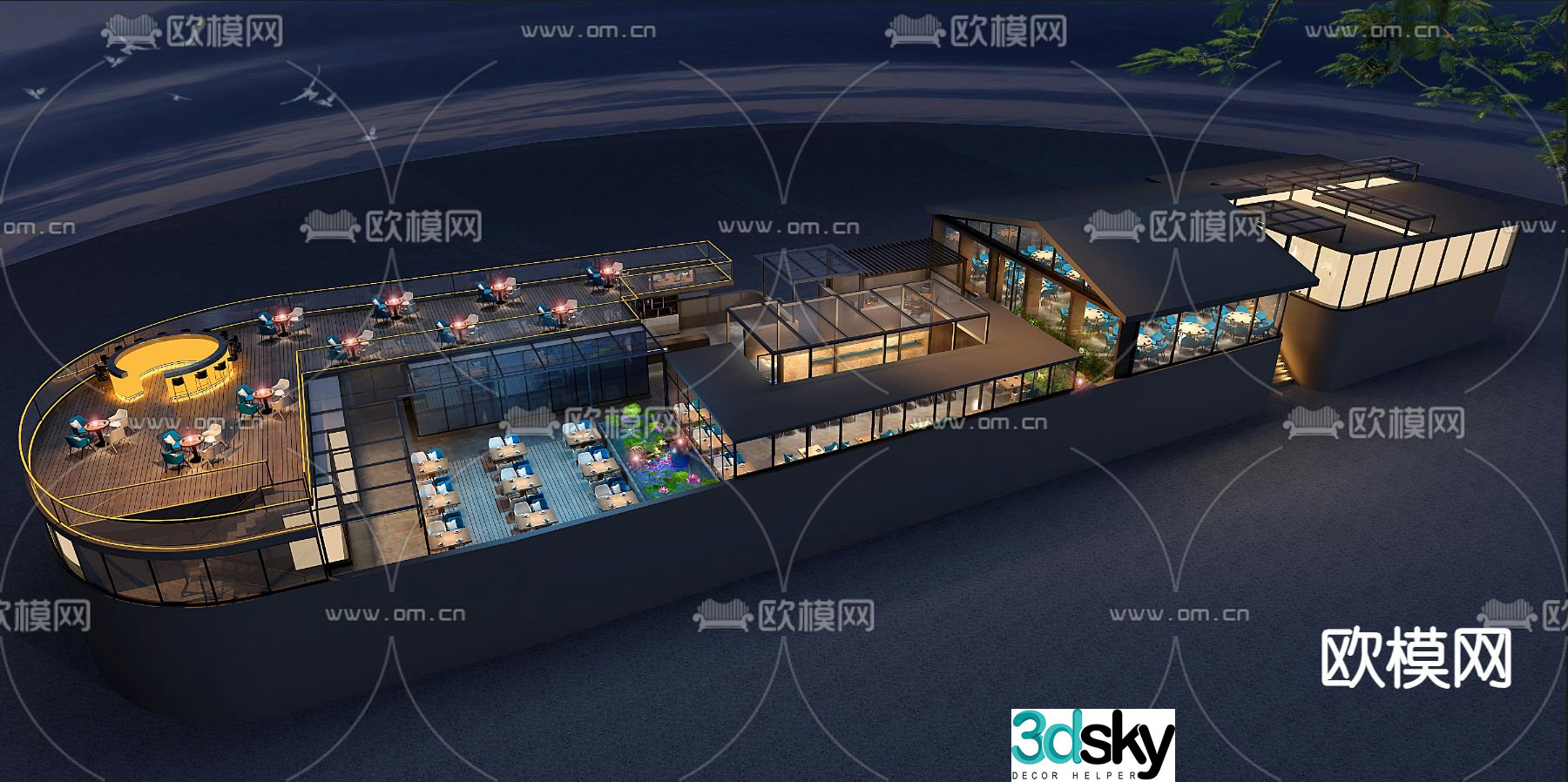 New Chinese hotpot restaurant building exterior 3D model