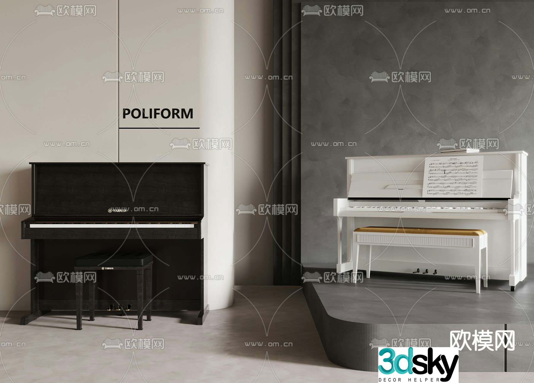 Modern piano 3d model