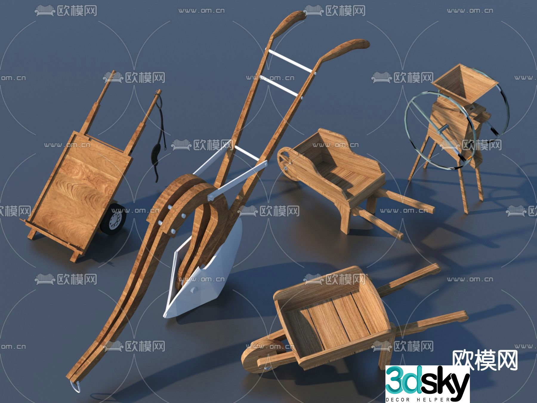 Chinese trolley daily necessities 3d model