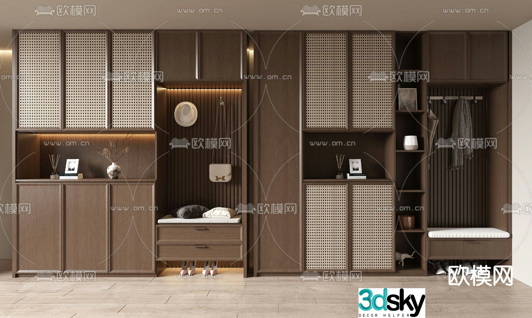 Middle-aged shoe cabinet 3D model