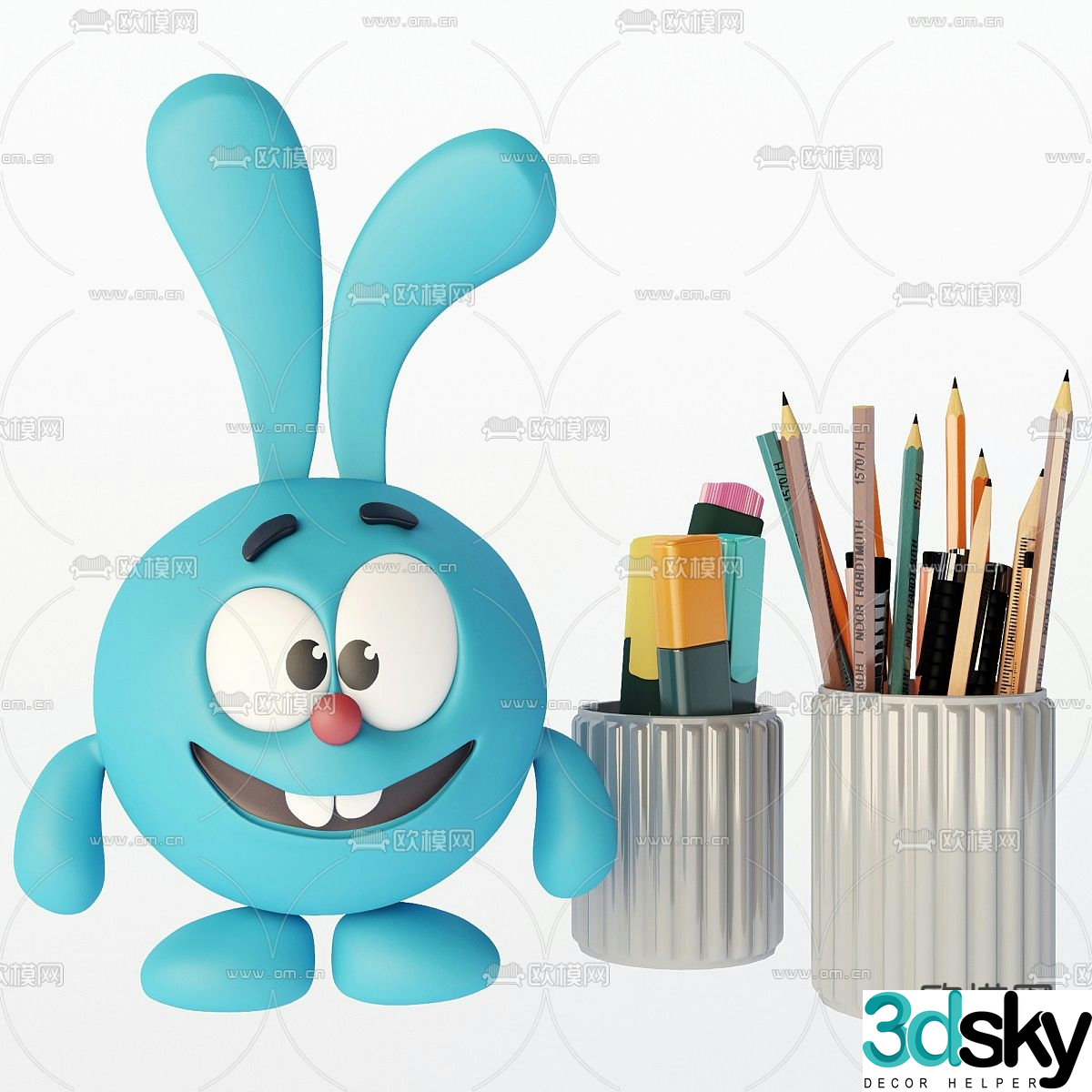 Cartoon rabbit stationery 3d model