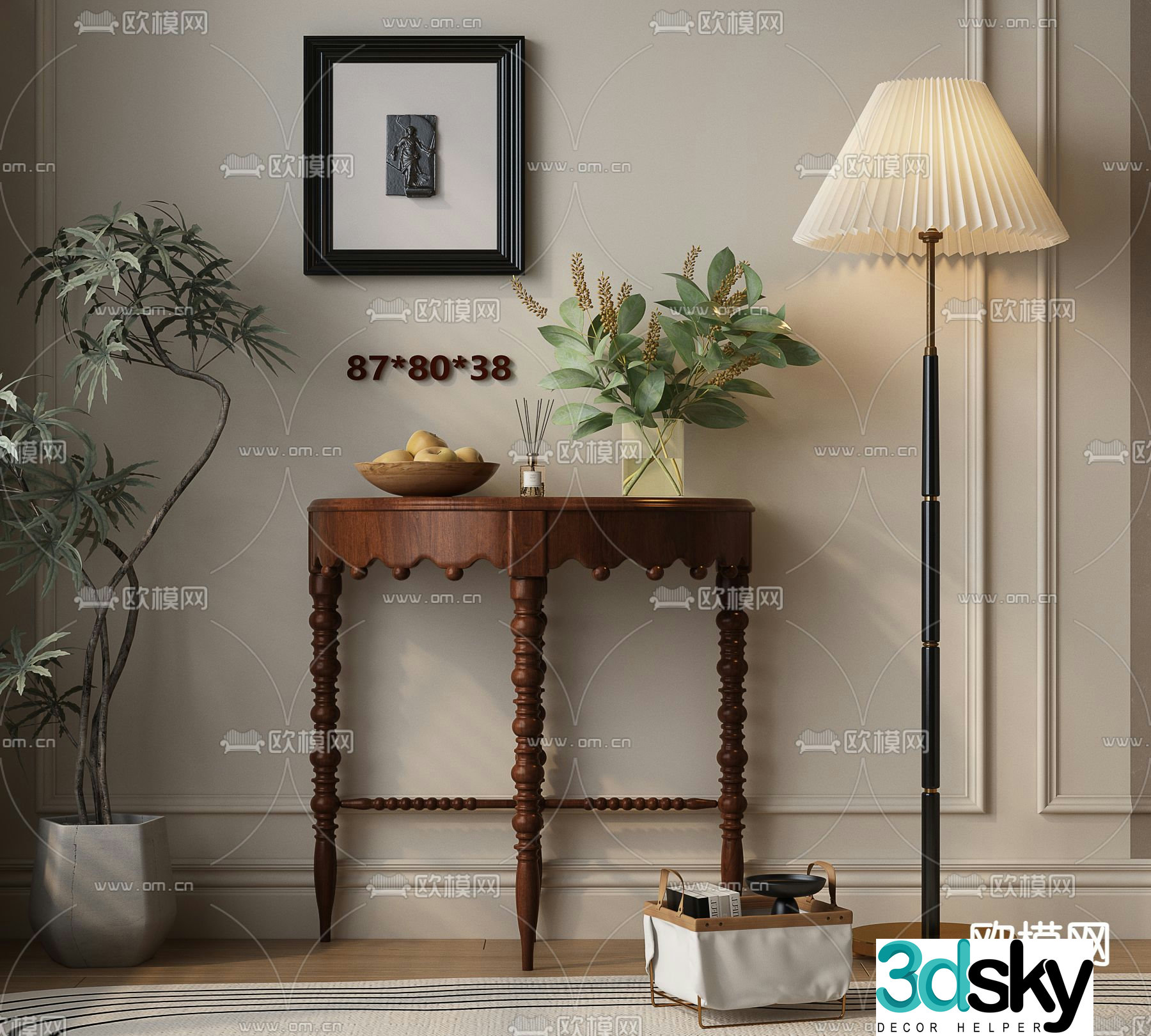 French side cabinet entrance cabinet 3d model