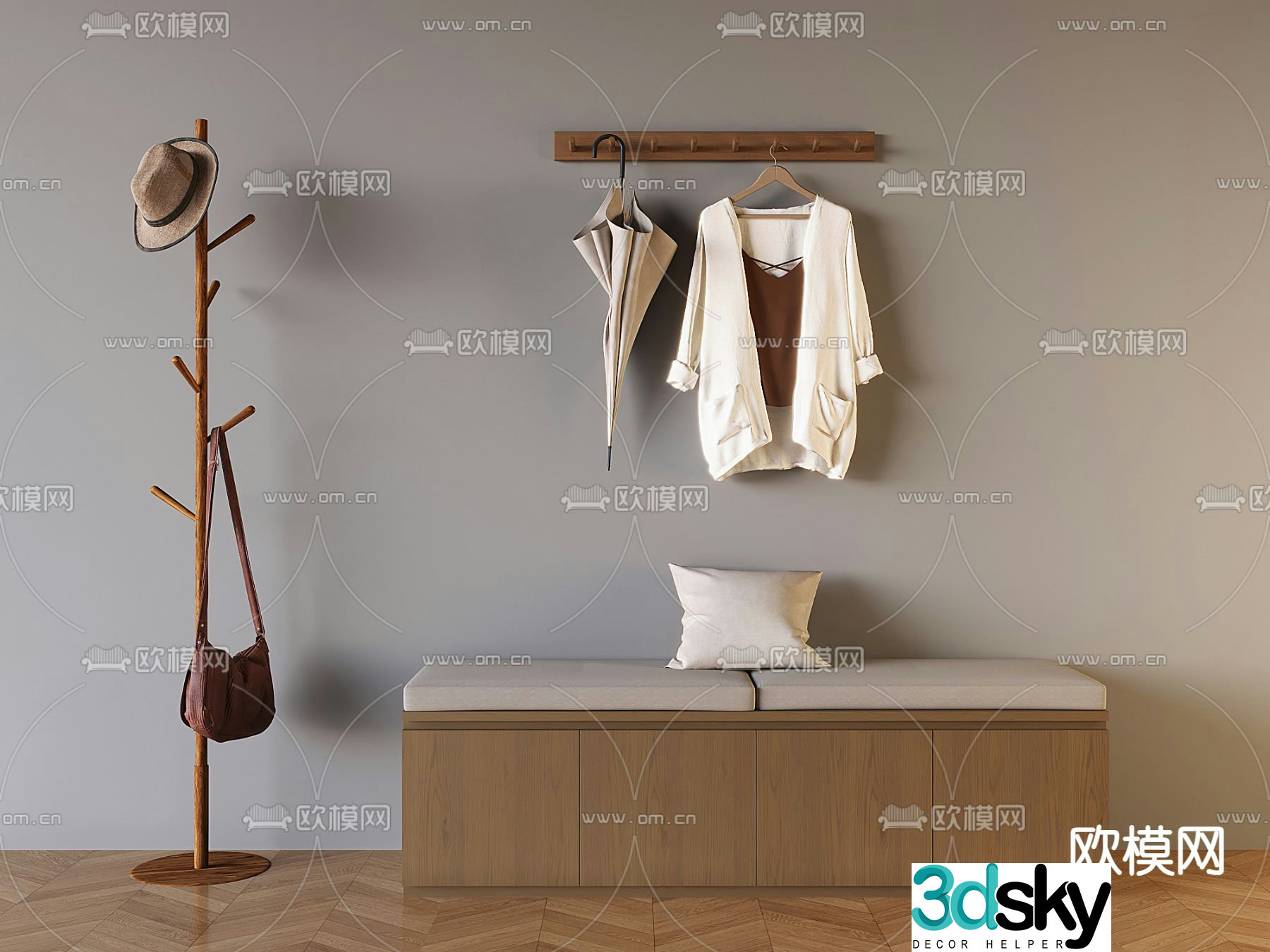 Wabi Sabi stool shoe changing stool 3d model