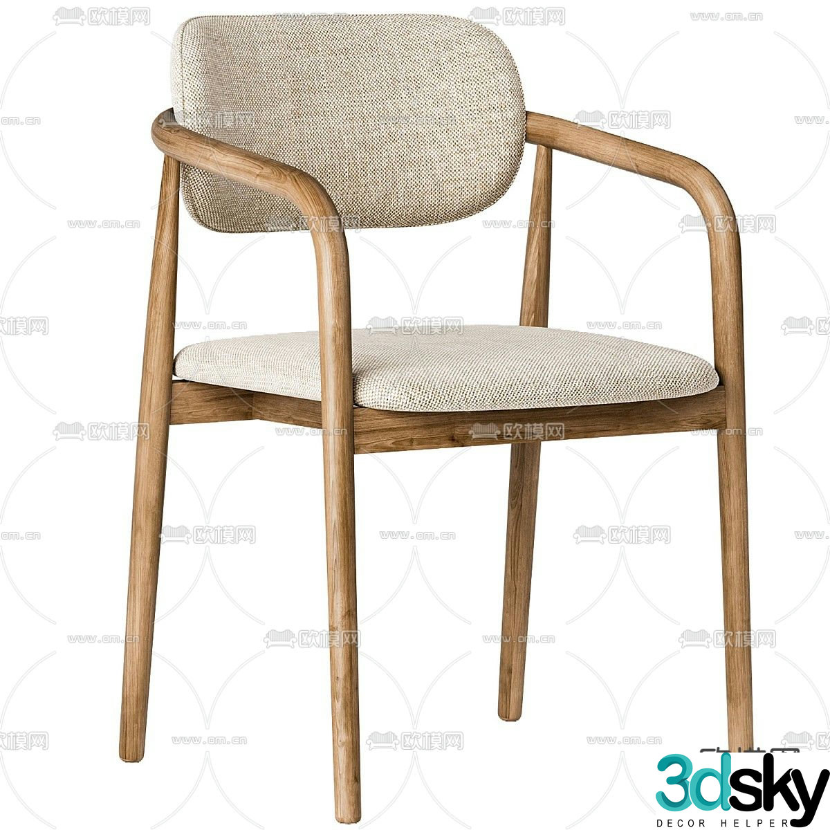 Single chair dining chair 3d model