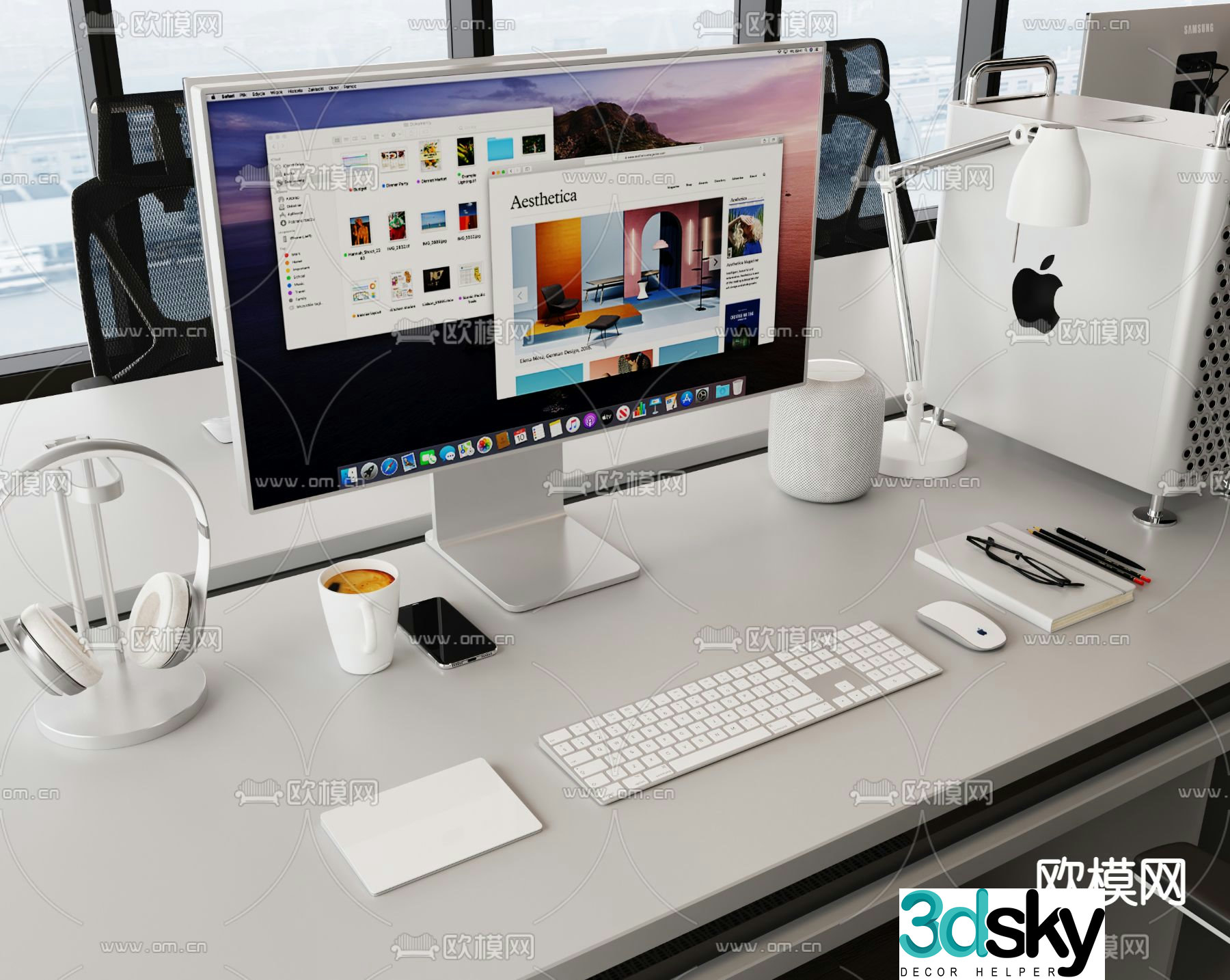 Office supplies desktop accessories desktop computer 3d model