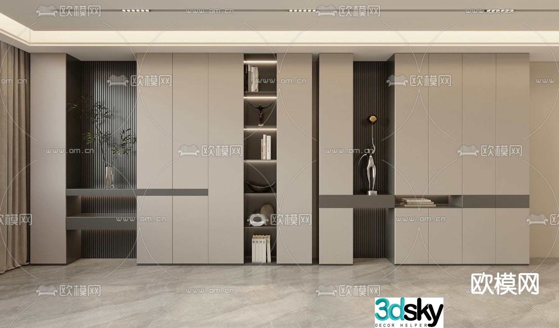 Modern porch shoe cabinet shoe hat cabinet 3d model