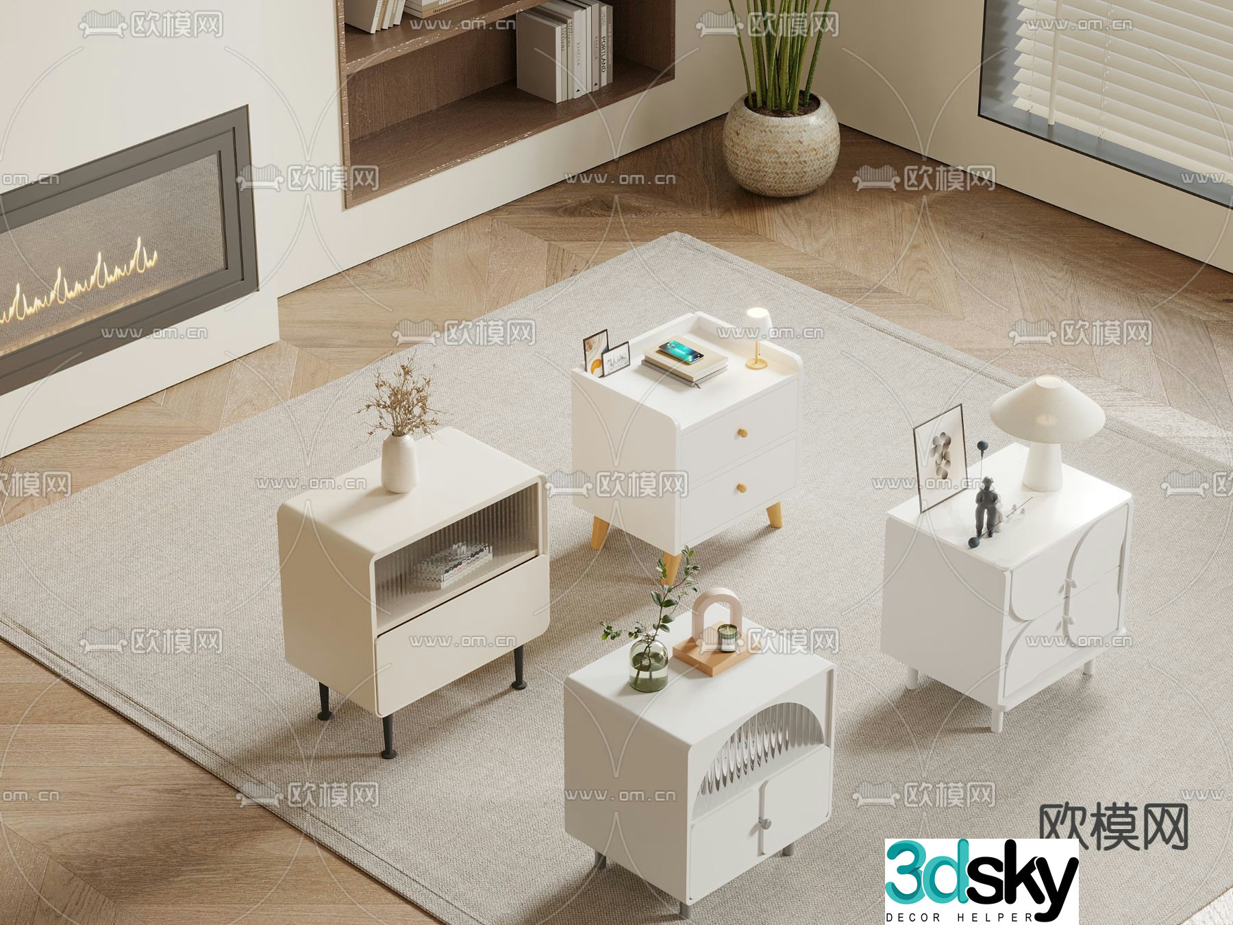 bedside table chest 3d model