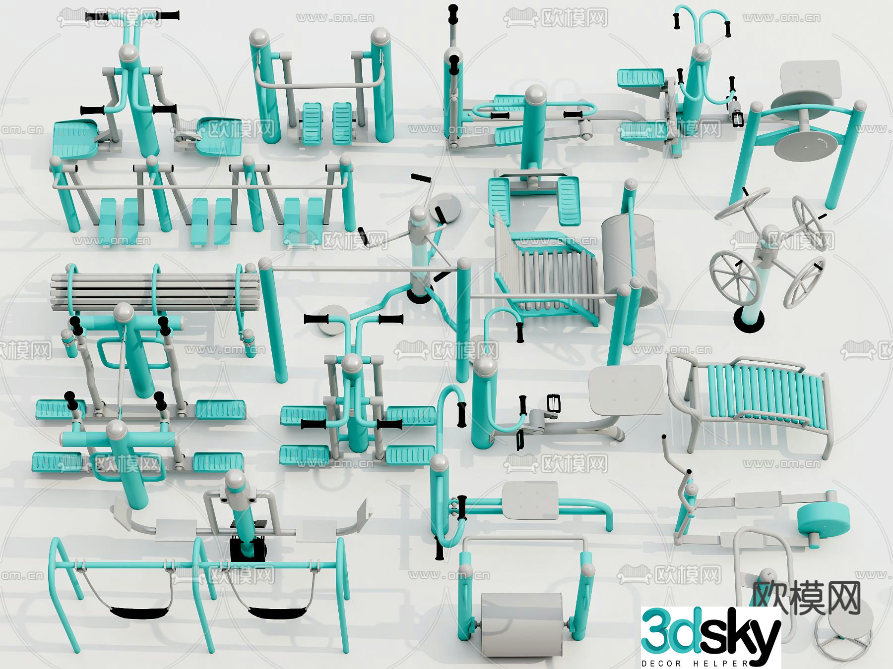 Park fitness equipment sports equipment 3d model