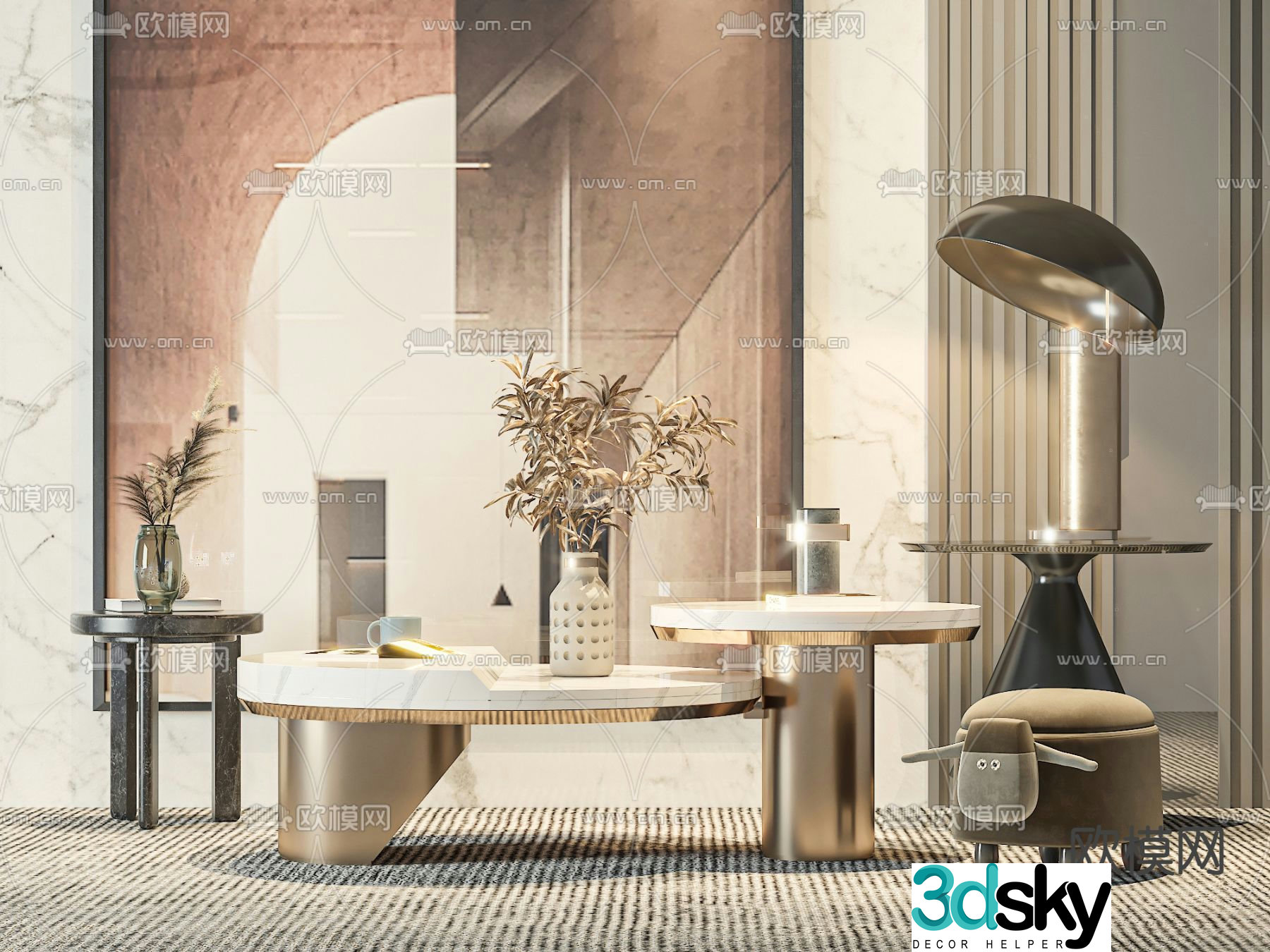 Light luxury coffee table mother-in-law coffee table 3d model