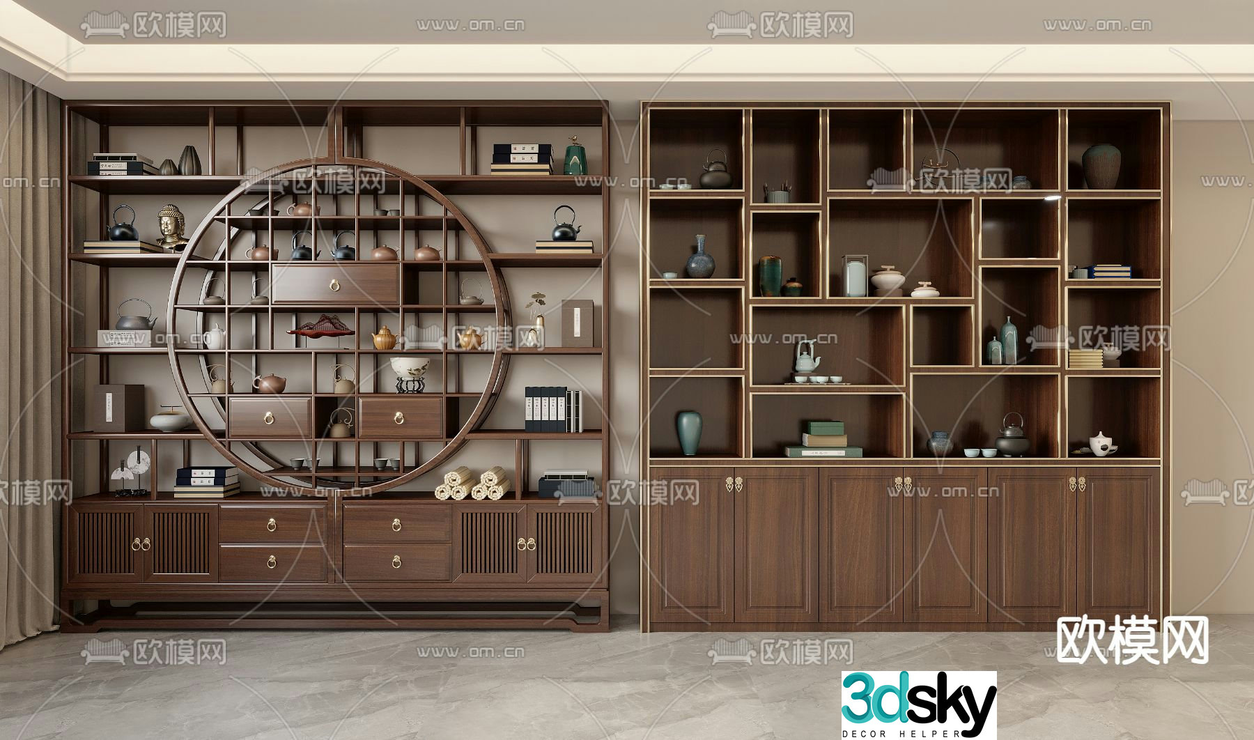 New Chinese style Bogu rack decorative rack 3D model