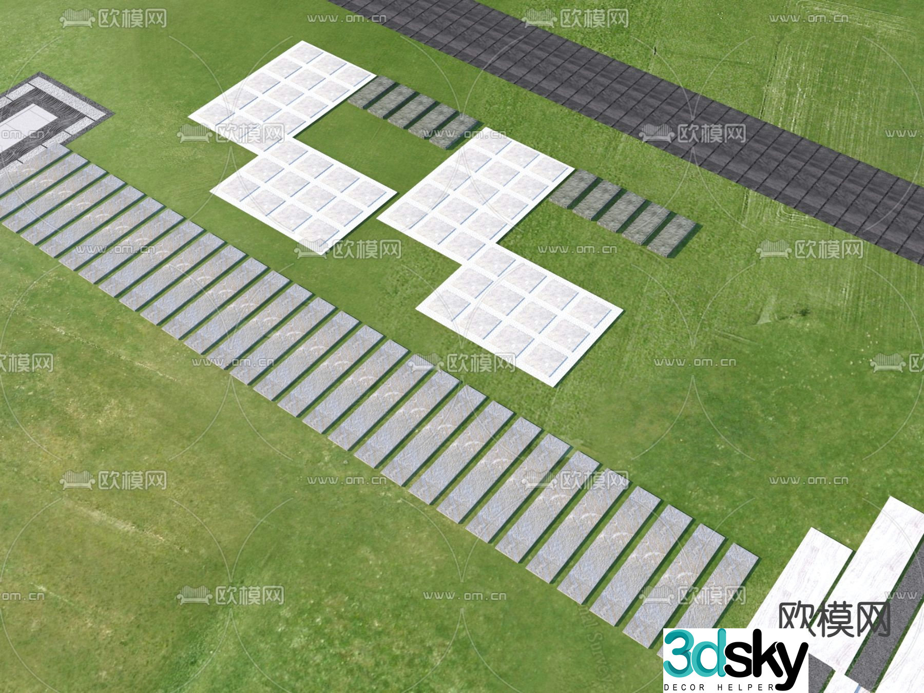 Garden Road Paving Tingbu Bluestone Slab 3D Model