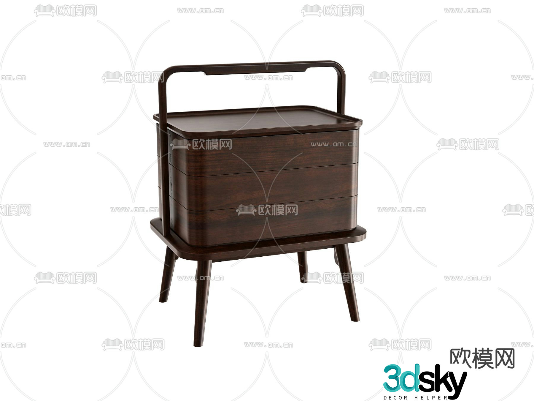 New Chinese style bedside table 3d model