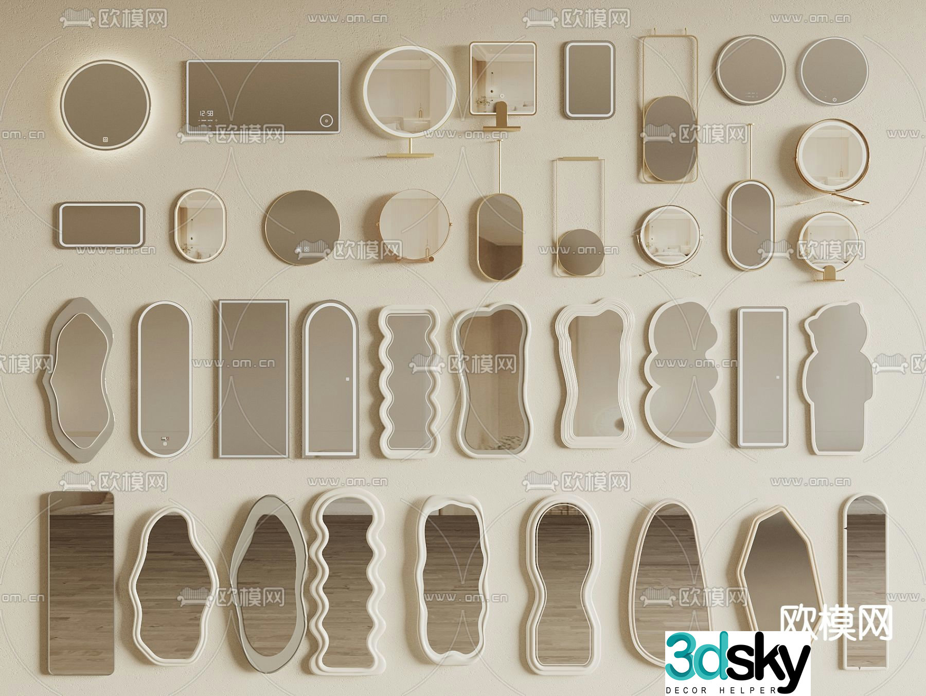 Mirror Full-body Mirror Floor-to-be-real mirror 3D model