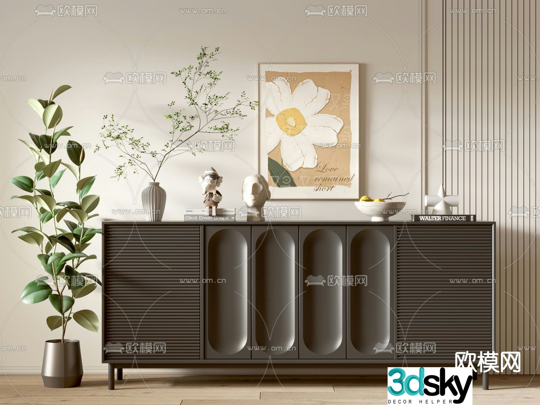 Modern entryway cabinet side cabinet 3d model
