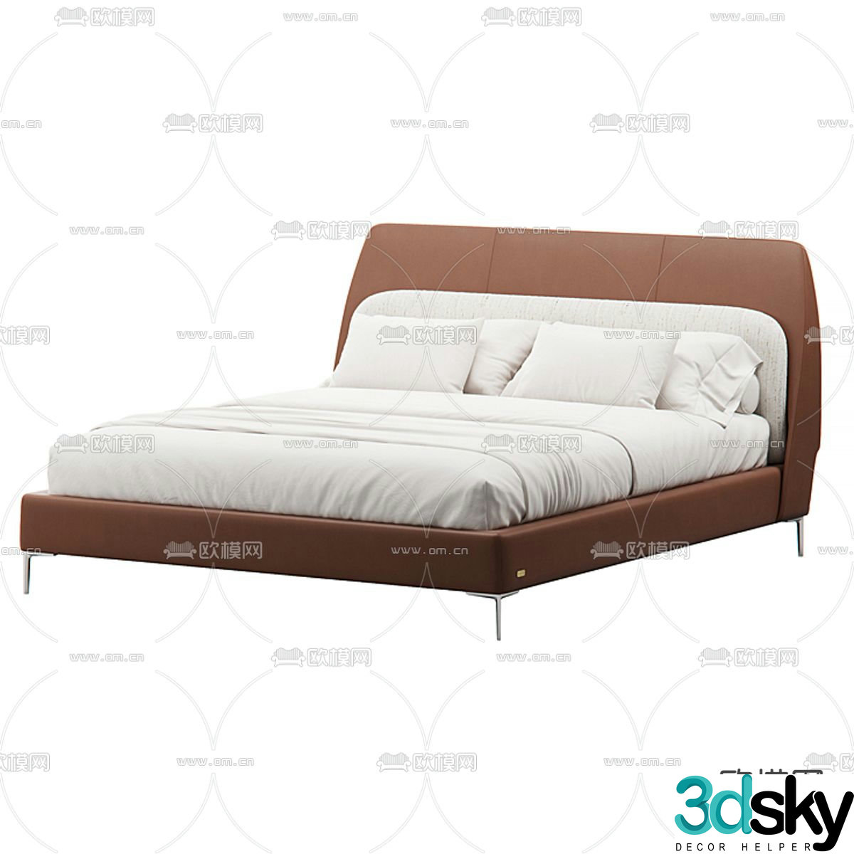 Bedroom soft bed double bed 3d model