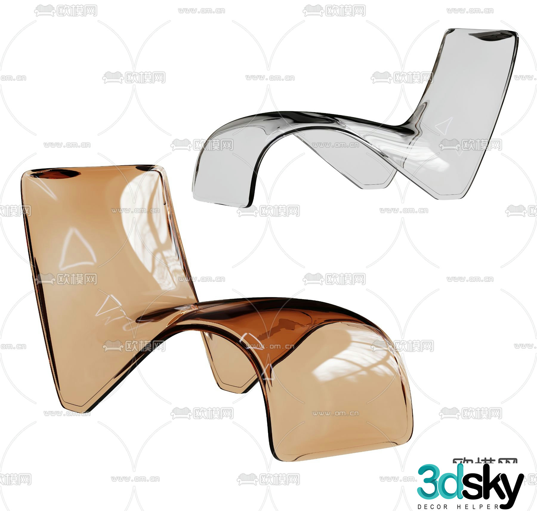 Acrylic chair leisure chair 3d model