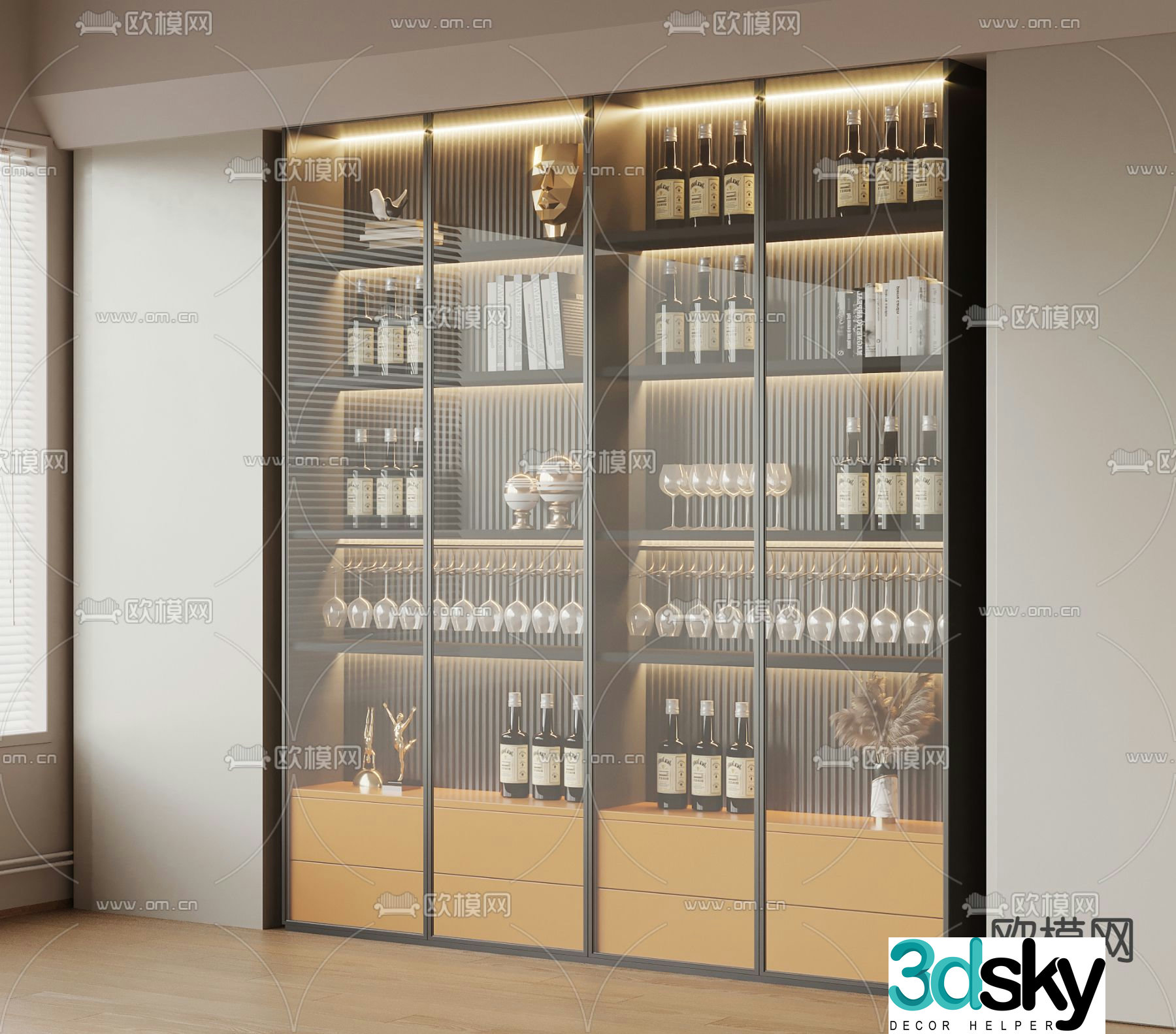 Wine cabinet glass wine cabinet 3d model