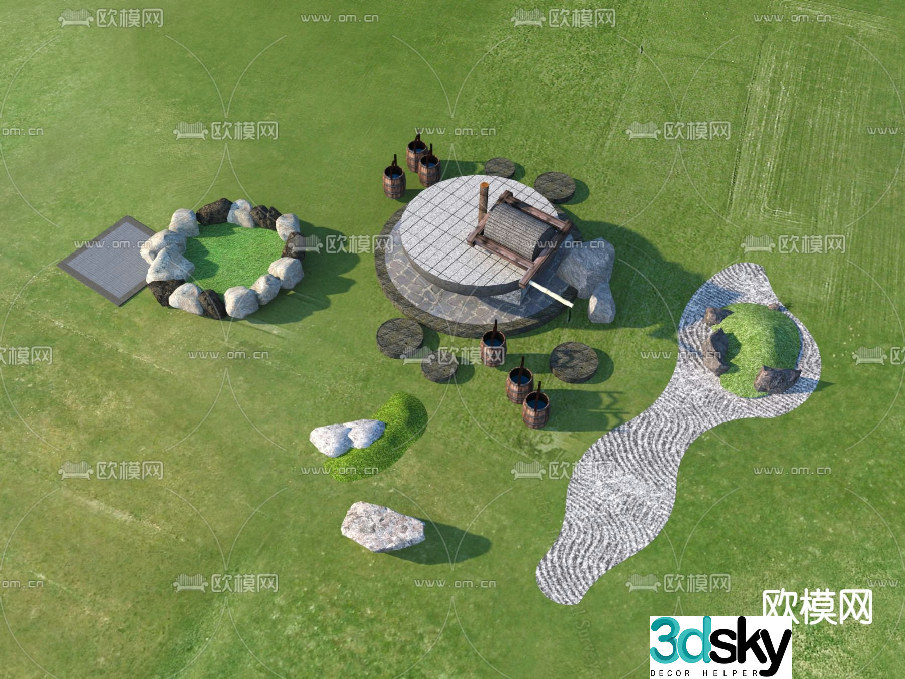 Landscape sketches landscape stones Tingbu 3D model