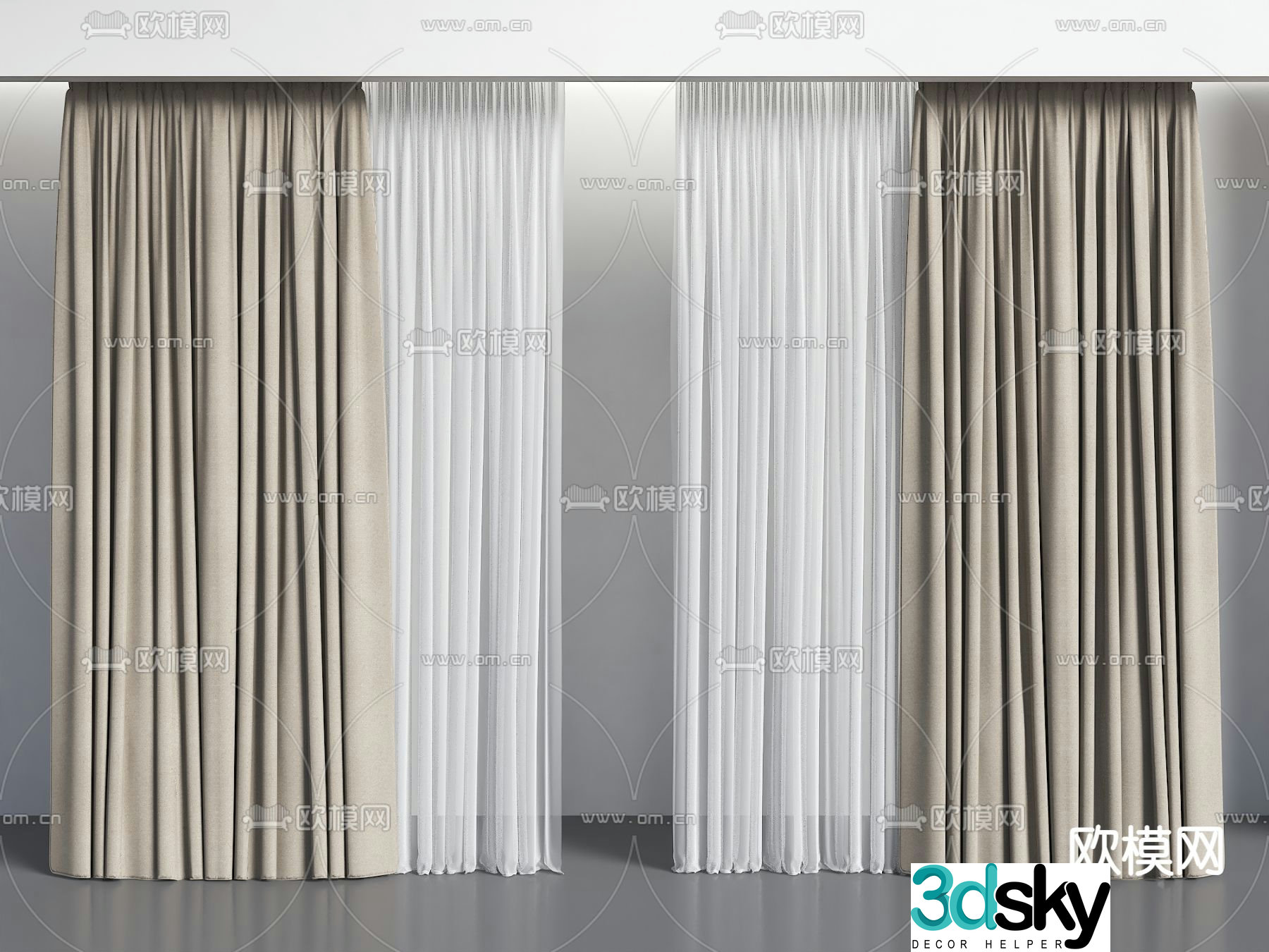 Plain curtains 3d model