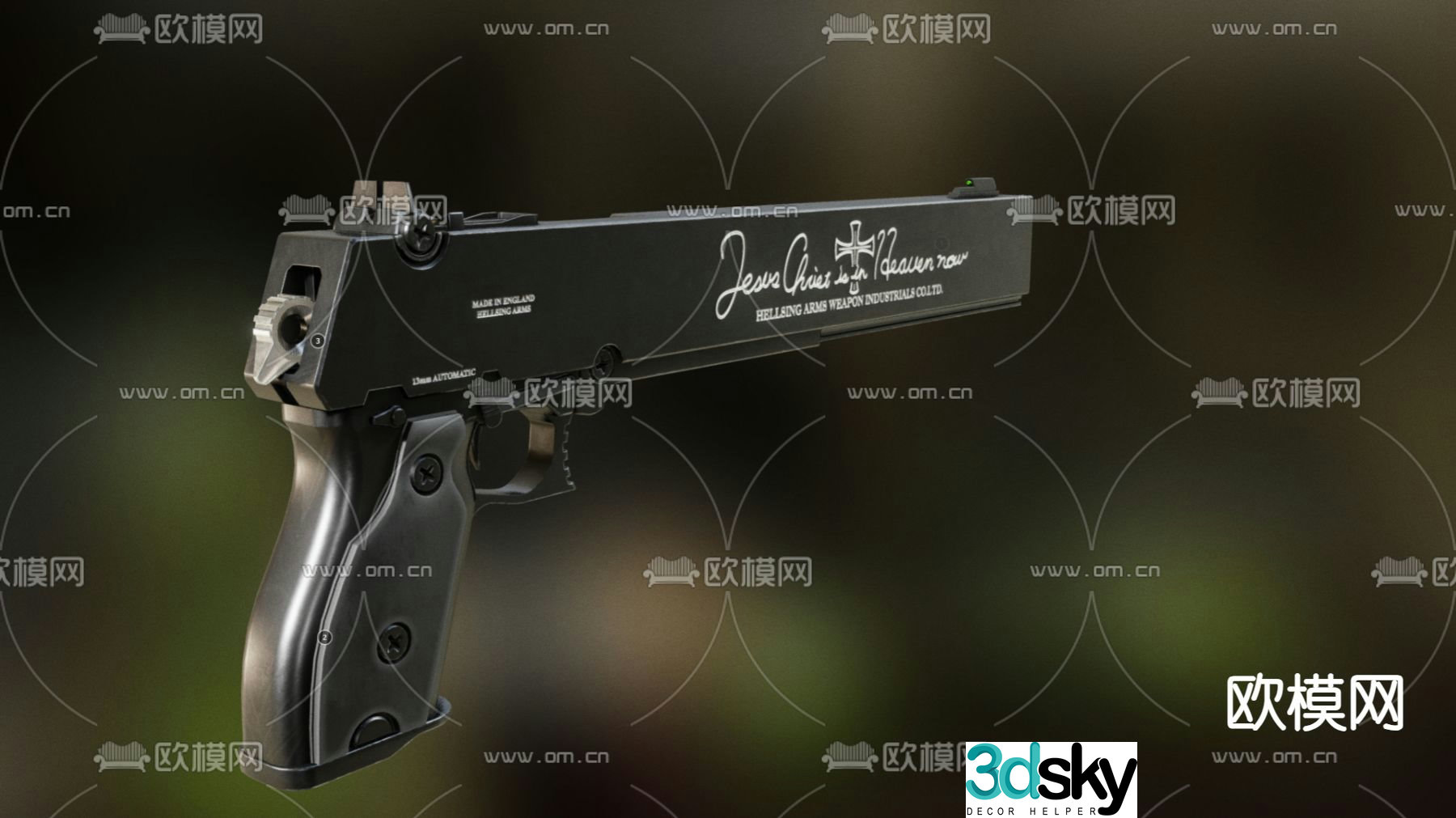 Gun long pistol 3d model