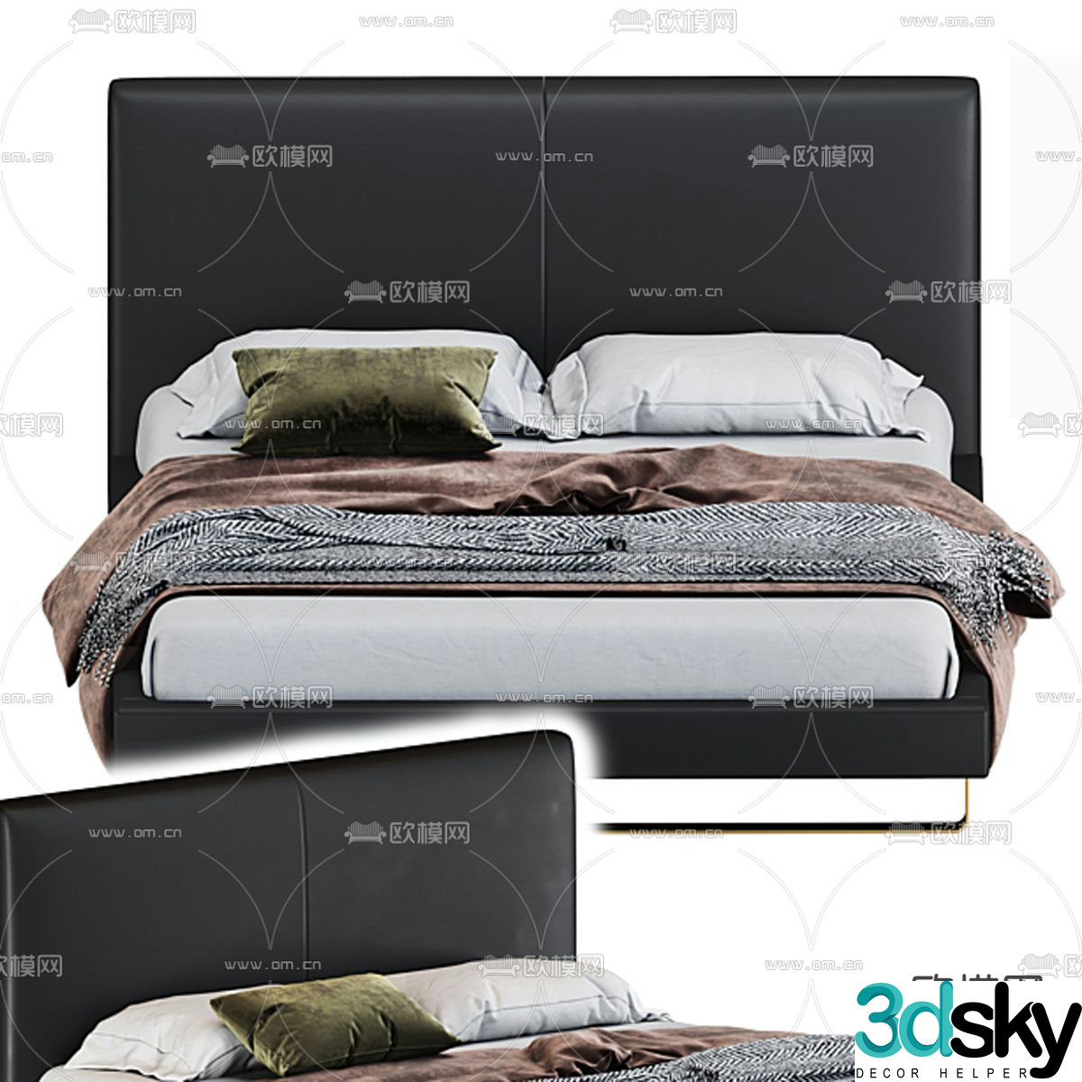 Modern commodity bed double bed 3d model