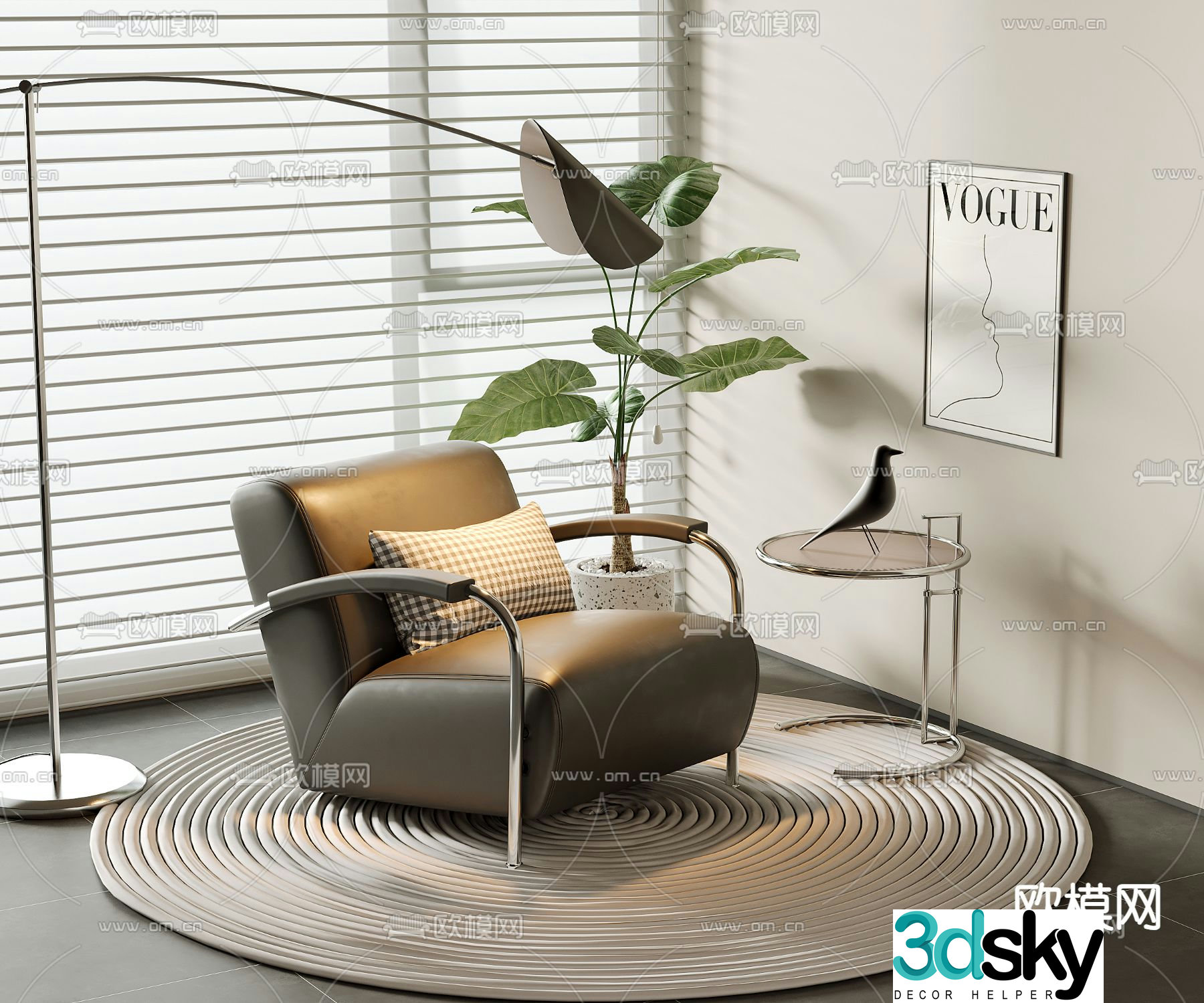 Modern single sofa 3d model
