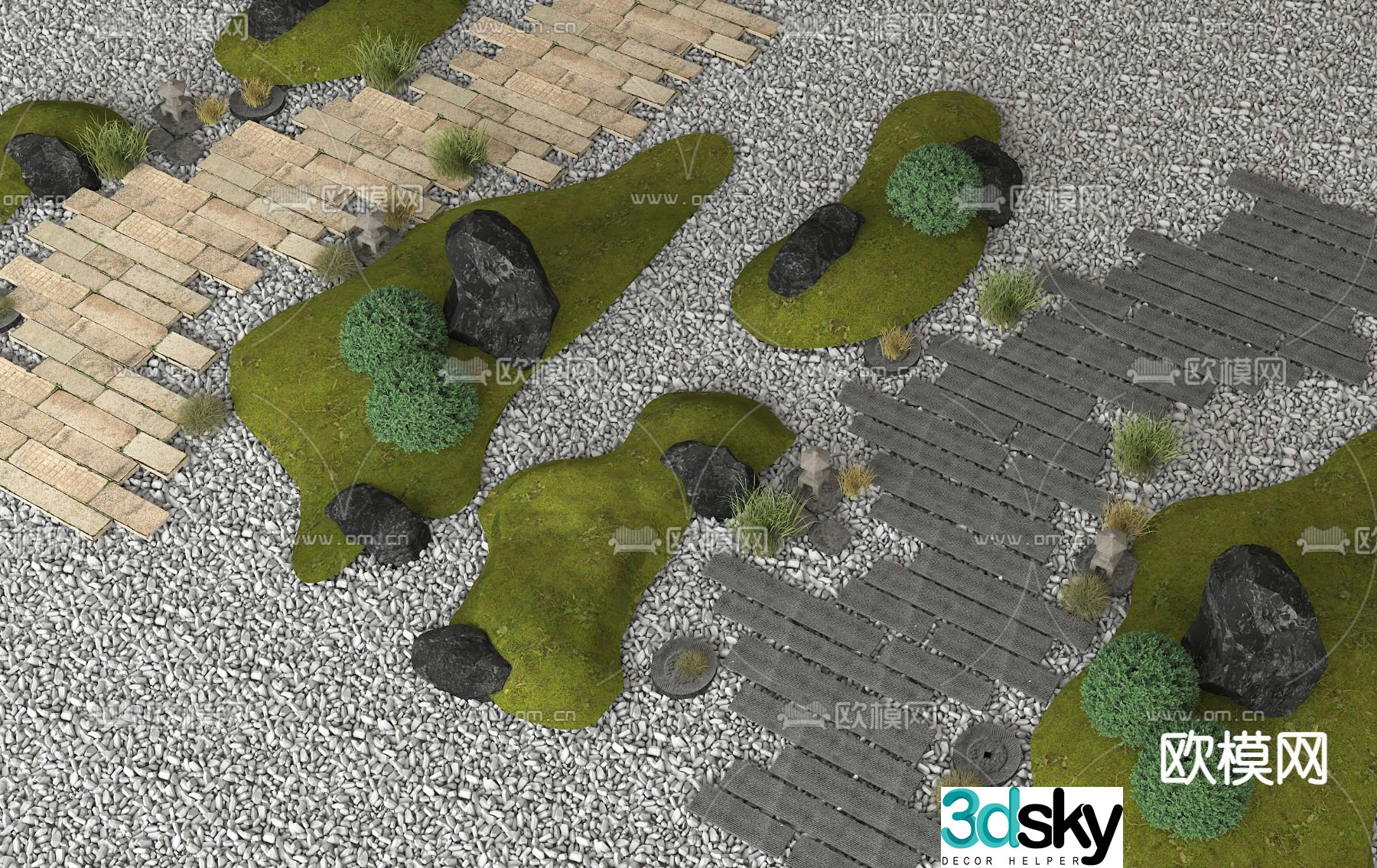 Modern old slate landscape 3d model