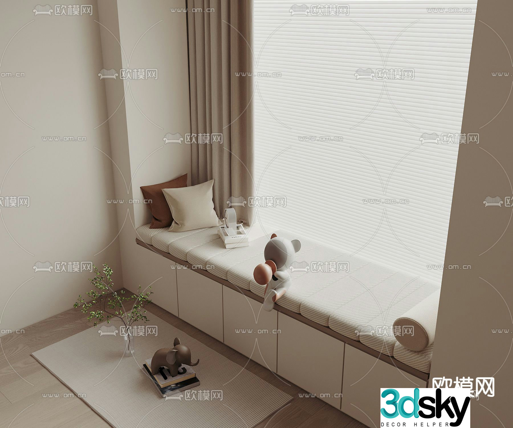 Modern bay window cabinet bay window sill 3D model