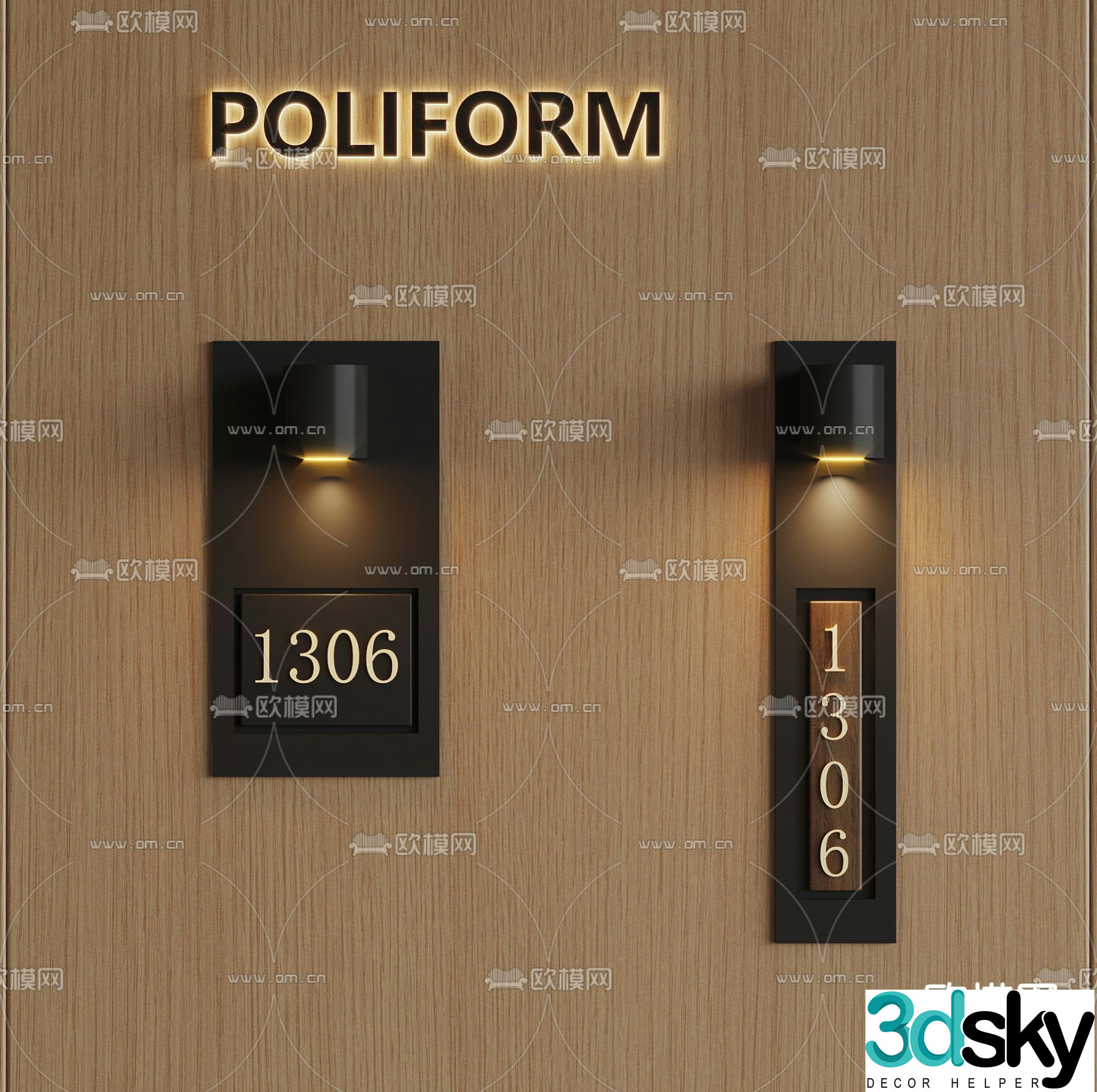 Modern house number plate 3d model