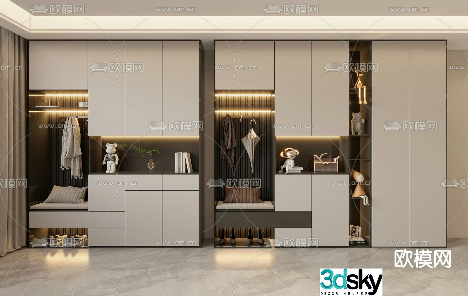Modern entrance shoe cabinet shoe and hat cabinet 3d model