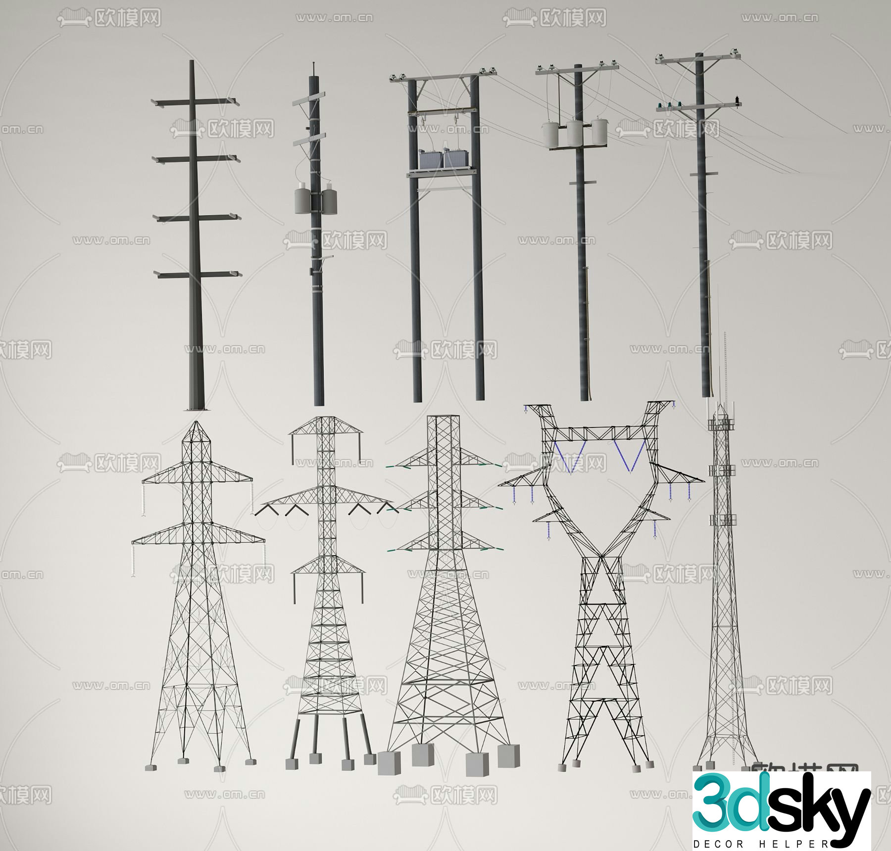 Transmission tower signal tower 3d model