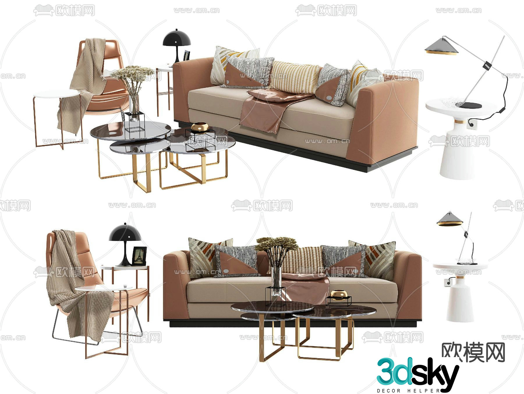 Modern leisure sofa leather sofa 3d model