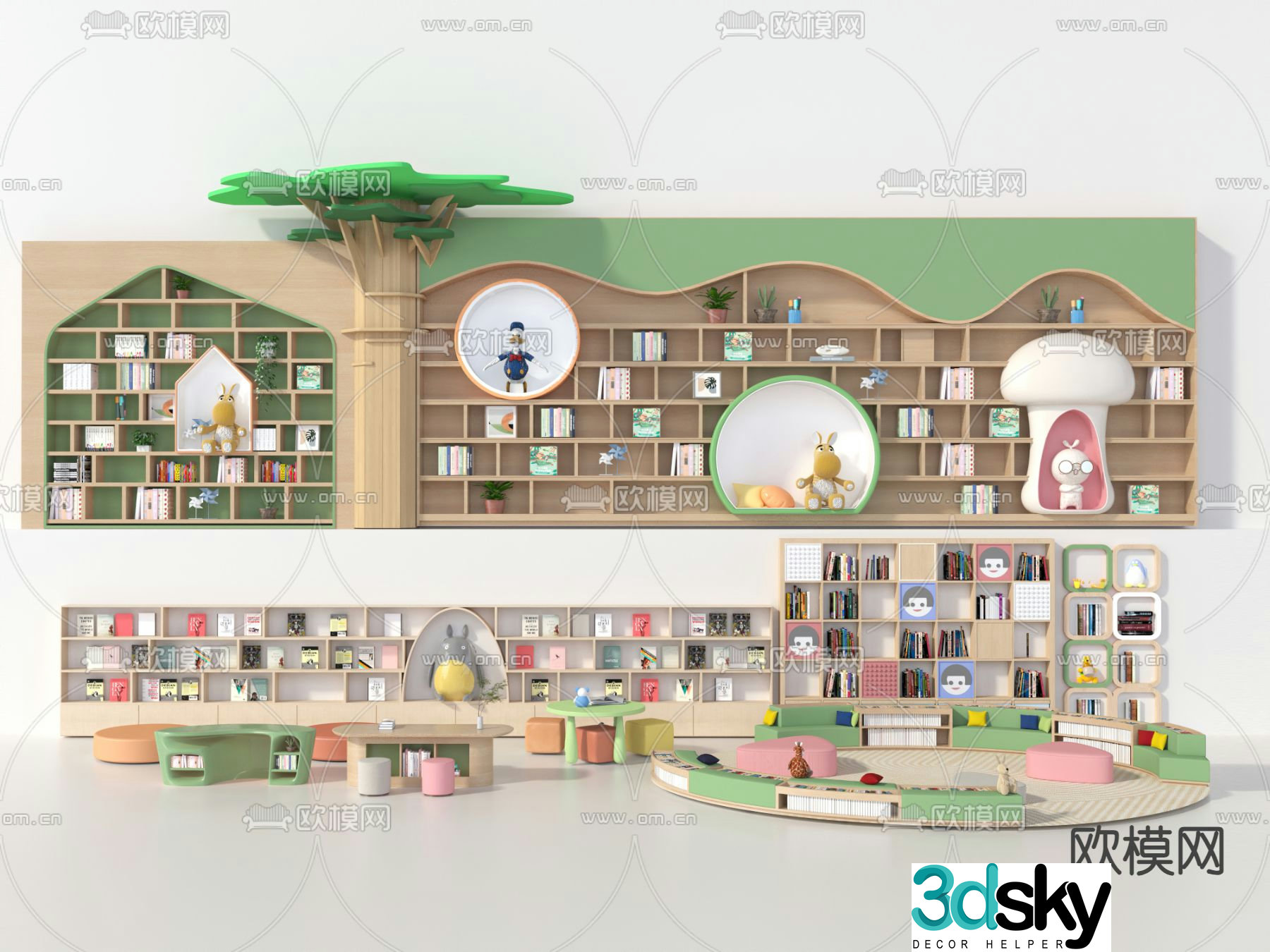 children’s library bookcase bookshelf 3d model
