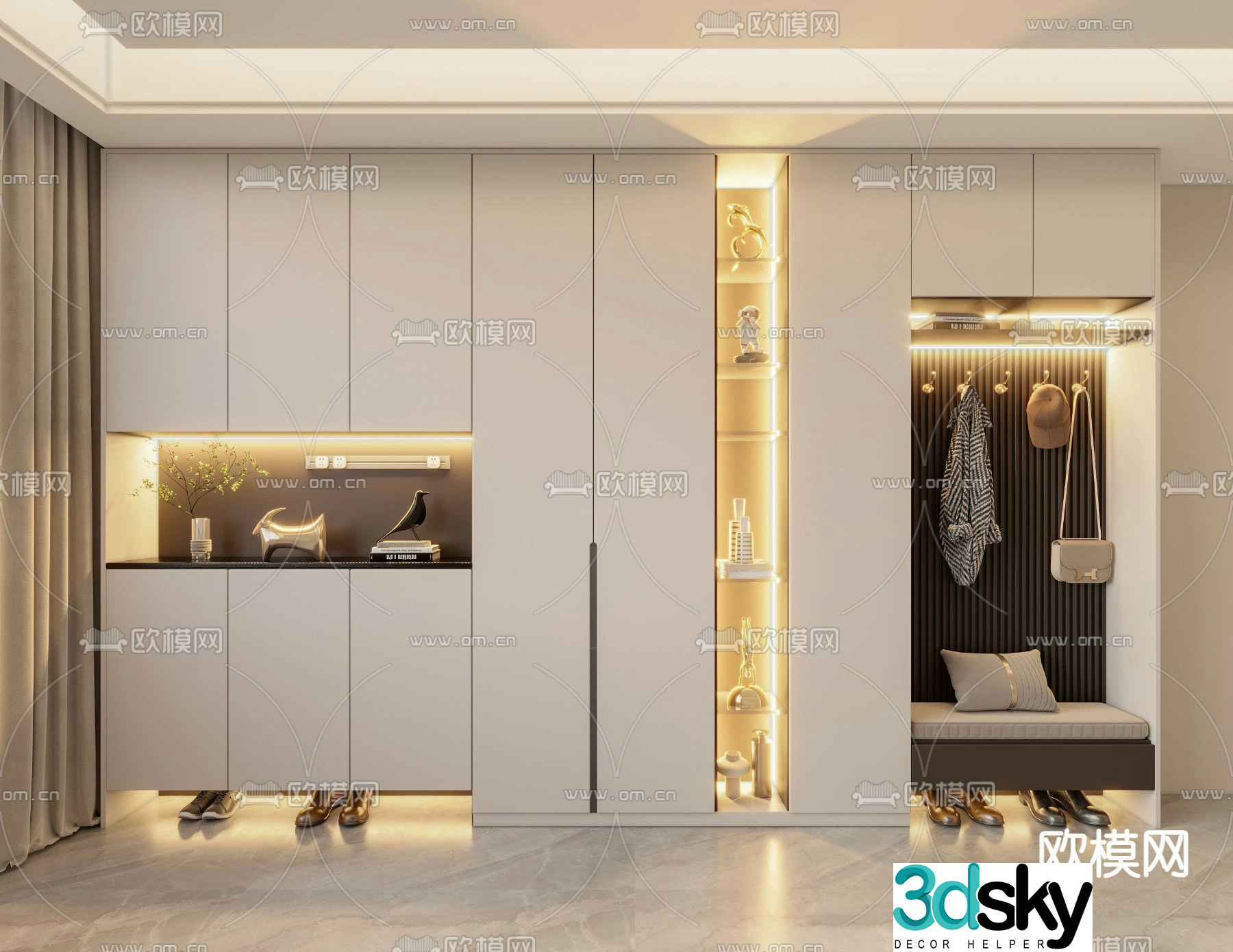 Modern shoe and hat cabinet 3d model